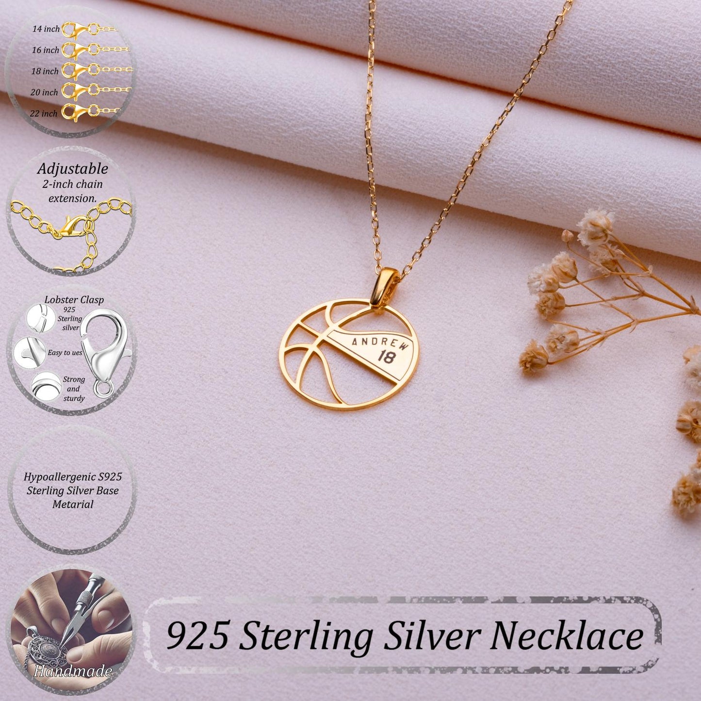 Basketball Name Necklace • Gold Silver Nameplate Jewelry • Personalized Number Bar Necklace for Men Women•Basketball Mom Gift•Sports Jewelry