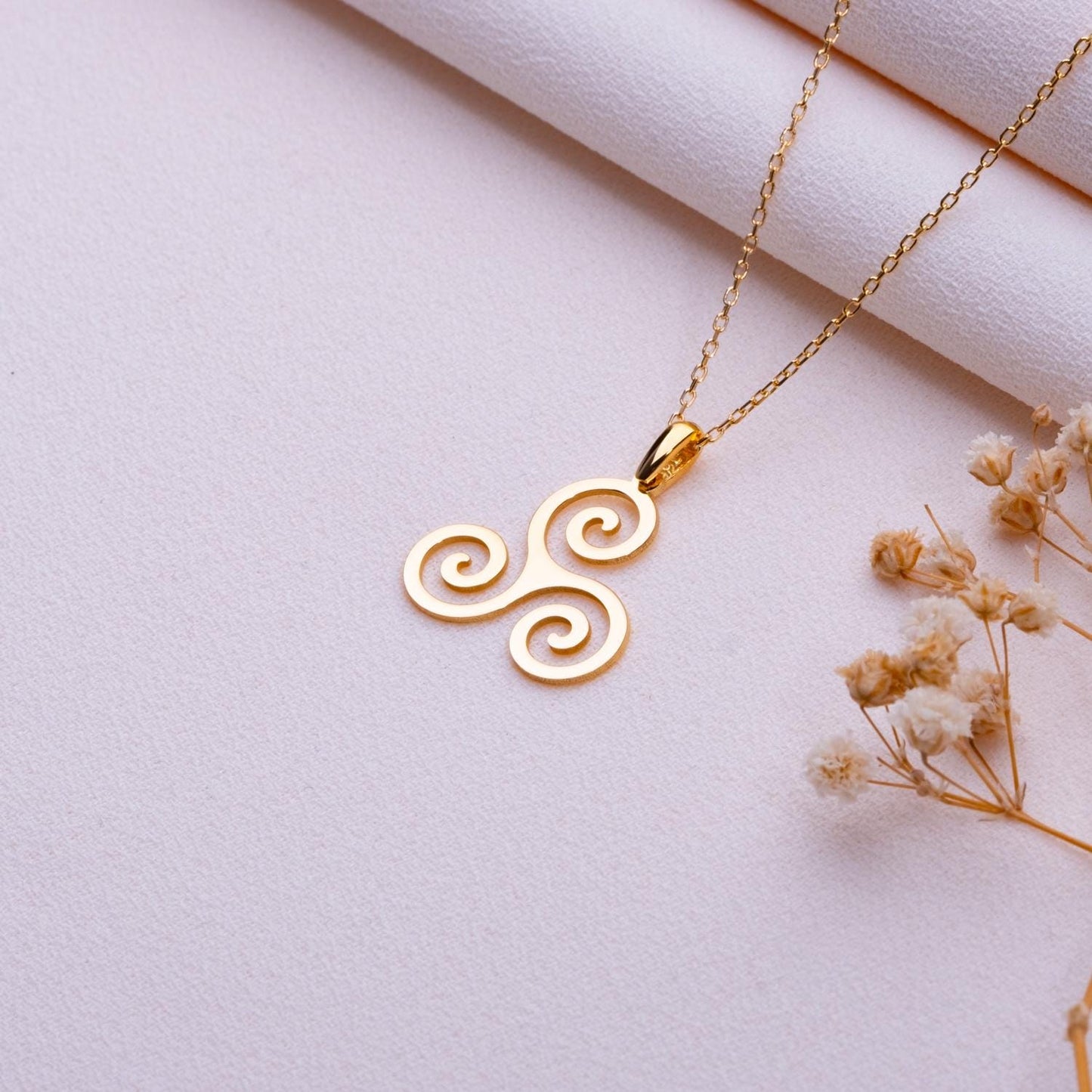 Triskelion Necklace • Viking Triskele Pendant • Celtic Wolf Protection Jewelry • Silver Pagan Necklace • Gift for Her • Boho Dainty Necklace