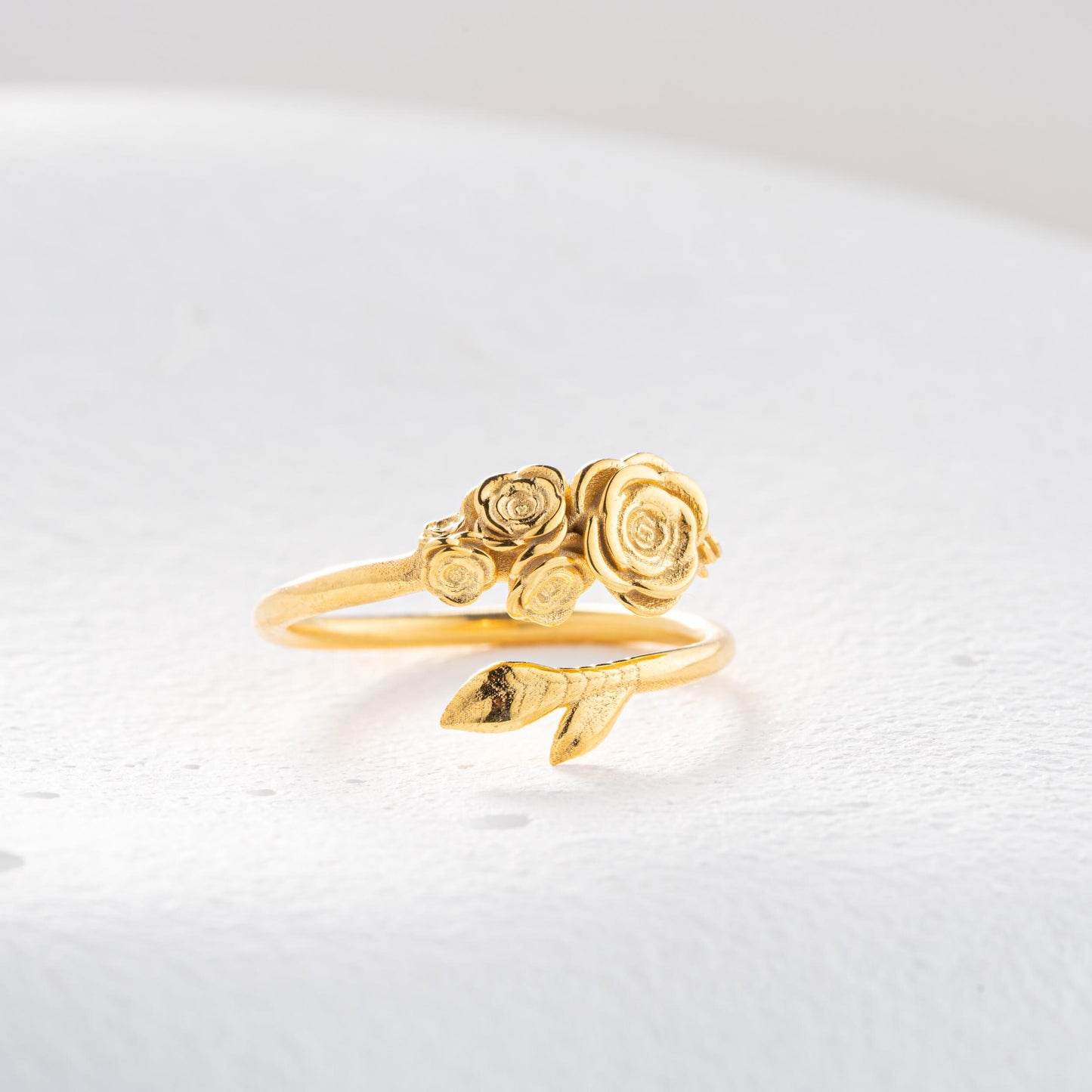 Gold Rose Ring, 925 Sterling Silver Rose Flower Ring,14K Gold Plated Vintage Statement Jewelry, Anniversary Gift for Her,Elegant Floral Ring