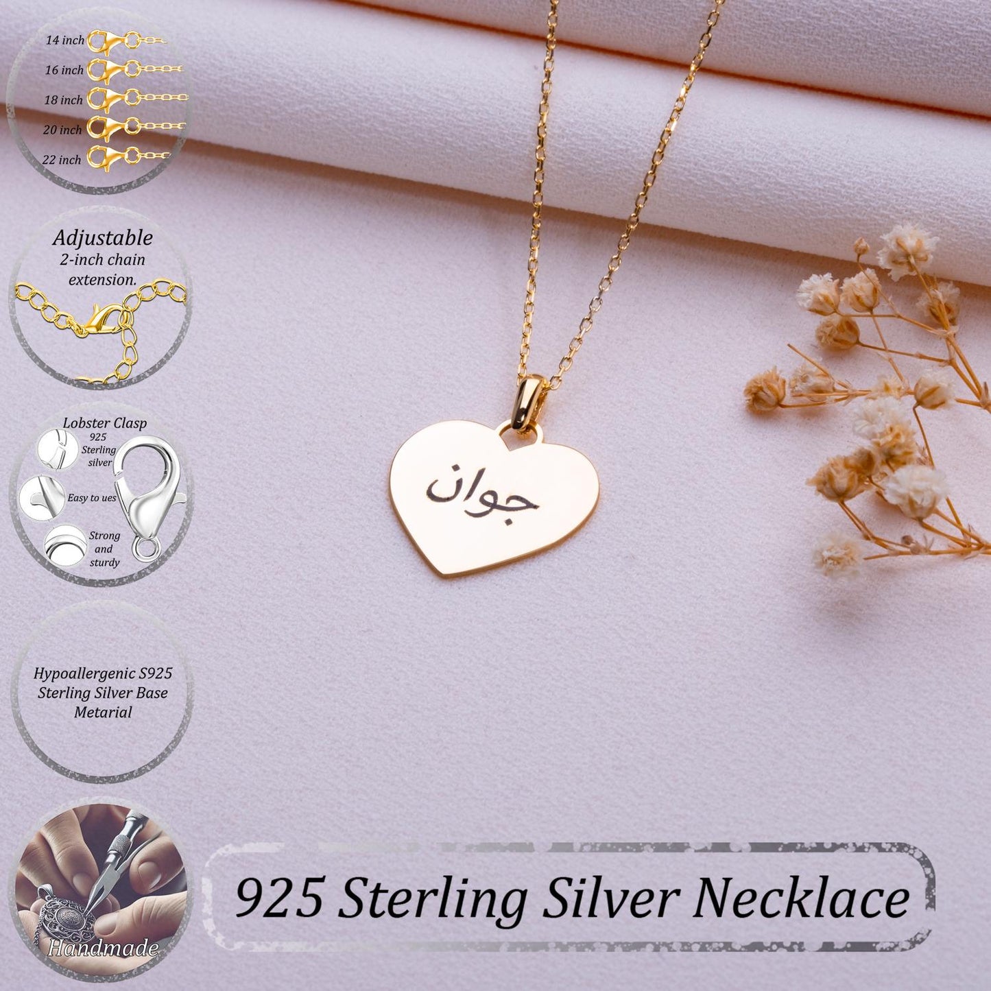 Custom Arabic Name Necklace • Gold Nameplate Jewelry • Personalized Islamic Pendant • Dainty Arabic Necklace Gift for Women • Birthday Gift