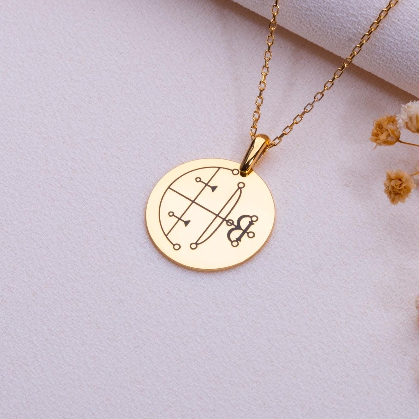Aim Sigil Pendant – Lucifer Protection Necklace, Custom Occult Jewelry, Silver Goth Amulet, Supernatural Gift, Halloween Magik Necklace
