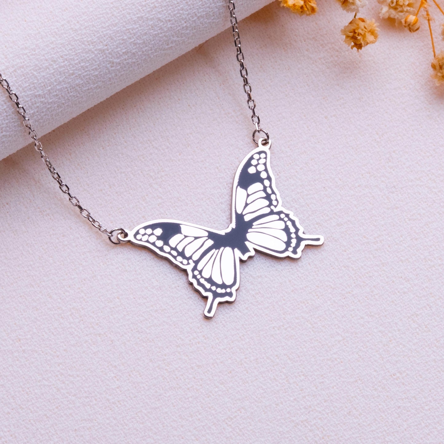 Dainty Butterfly Necklace – Monarch Butterfly Jewelry, Personalized Handmade Gift for Her, Minimalist Birthday or Anniversary Gift for Mom