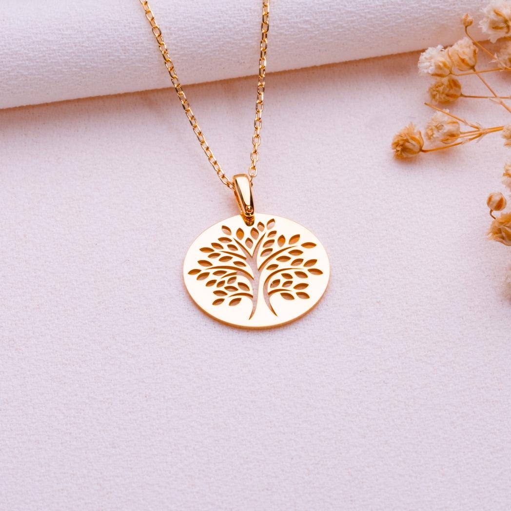 Tree of Life Pendant • Silver Charm Necklace • Grandma Gift • Handmade Dainty Jewelry • Initial Minimalist Necklace • Birthday Gift for Her