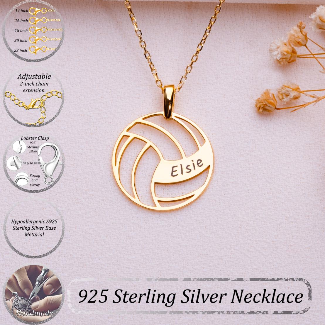 Personalized Volleyball Name Necklace • Custom Sports Pendant • Dainty Name Plate Jewelry-Gift for Volleyball Mom-Personalized Gift for Her.