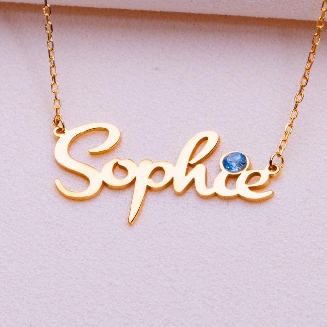 Custom Name Necklace • December Birthstone Pendant • Gold Jewelry Gift for Women • Personalized Name Jewelry • New Mom Necklace