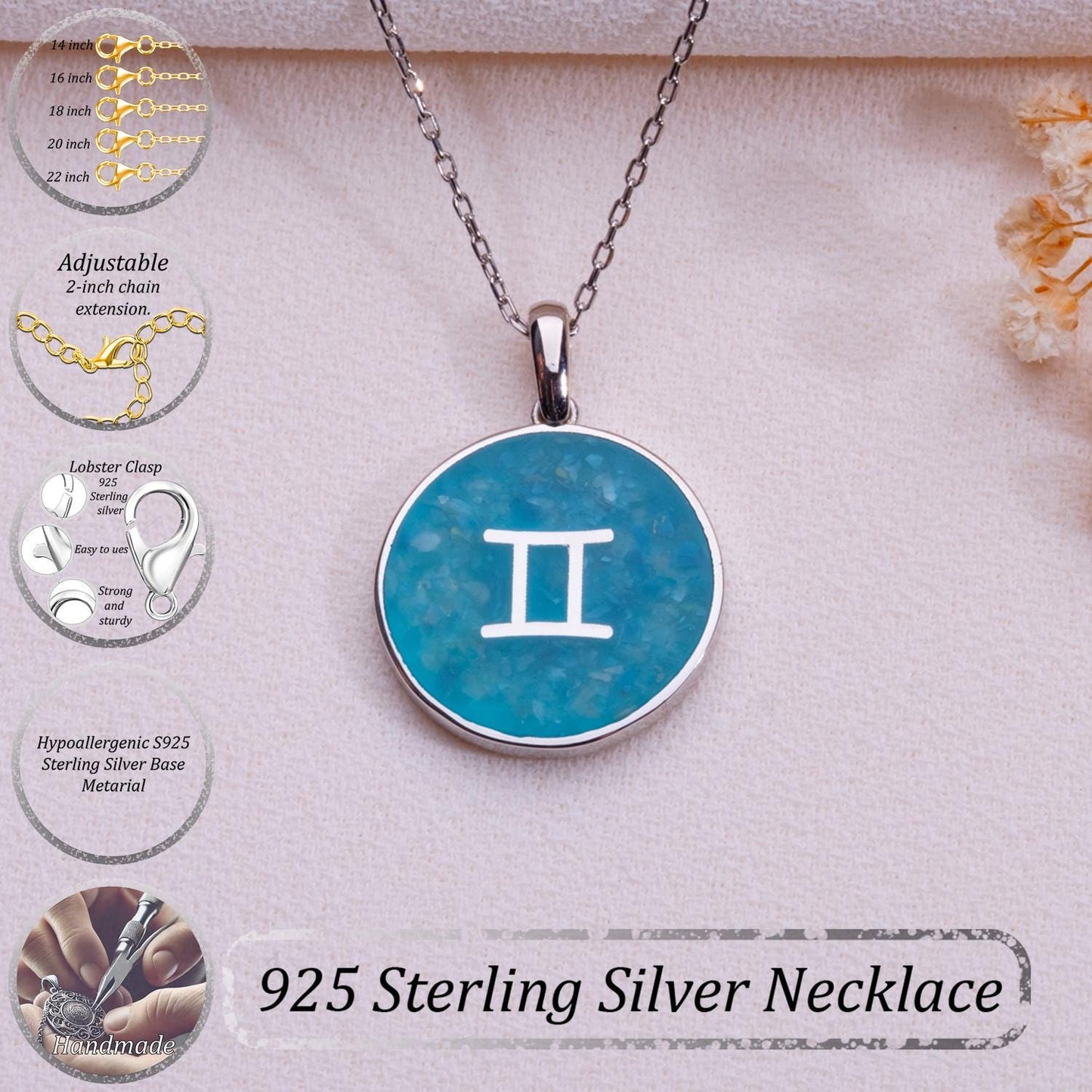 Natural Stone Astrology Gift Necklace-Virgo Taurus Sagittarius Jewelry,Horoscope Birthstone Pendant-Zodiac Birthday Gift for Her-Celestial