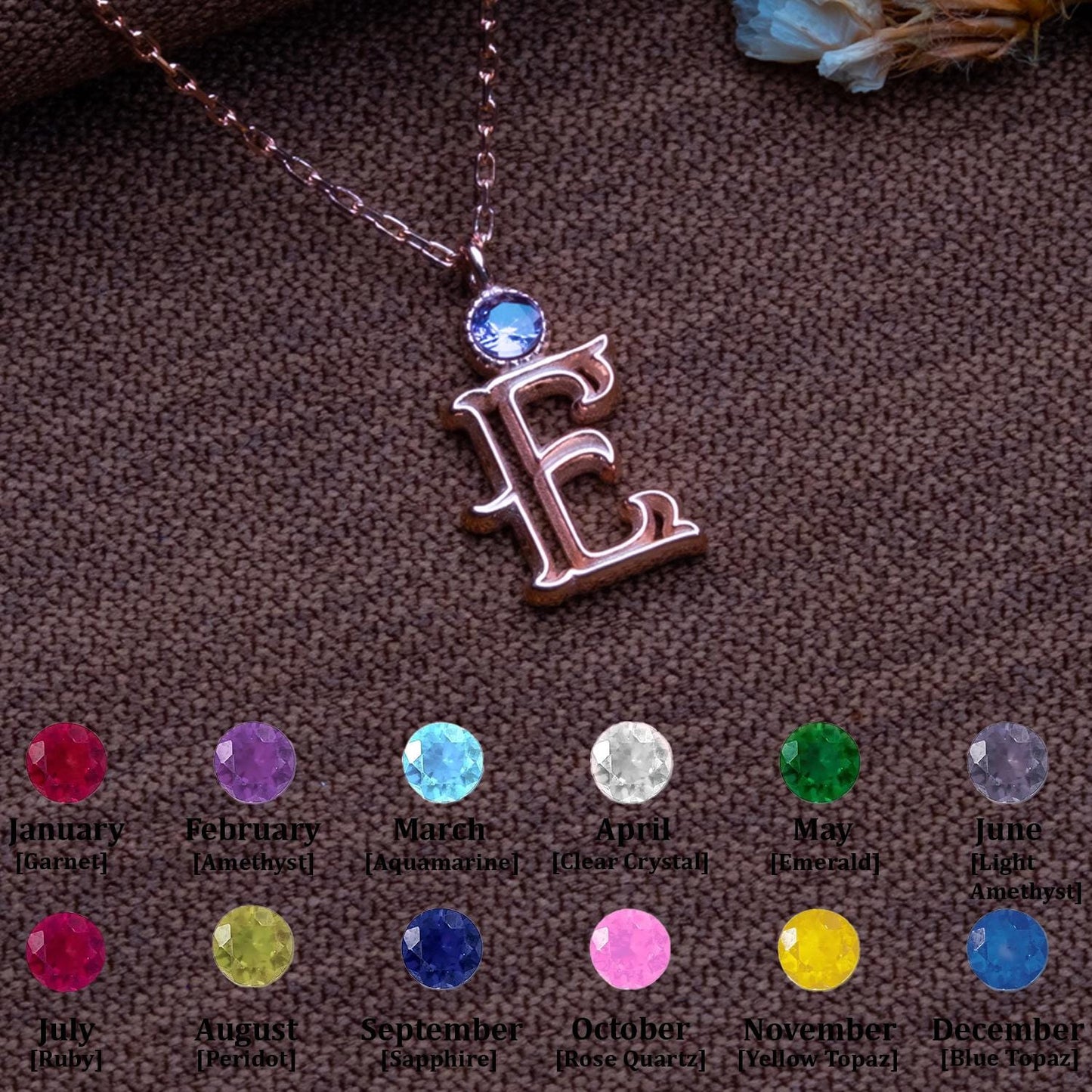 Custom Initial Birthstone Necklace – Personalized Silver Charm, Letter Pendant Jewelry, Birthstone Gift for Her, Handmade Birthday Gift Idea