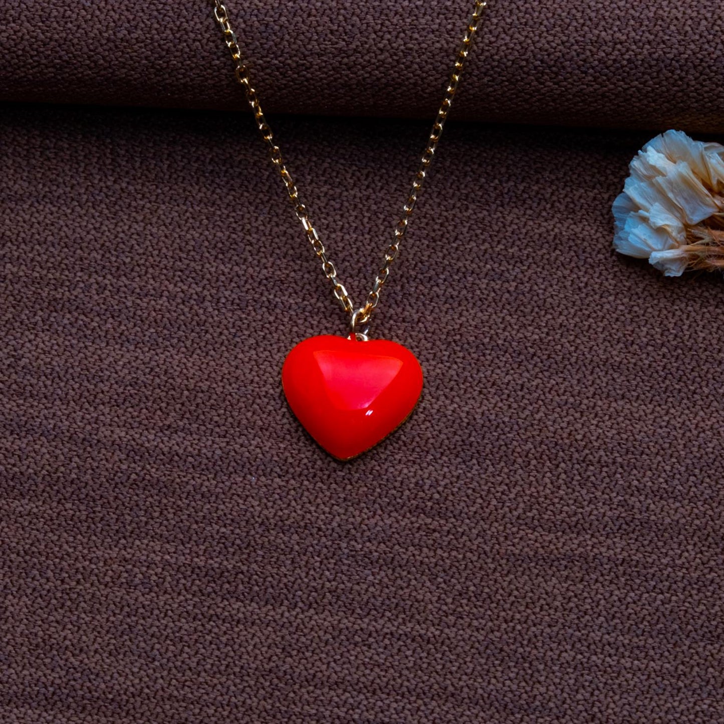 Orange Puffy Heart Pendant Necklace – Glossy Handmade Chunky Silver Charm,Statement Love Jewelry Gift,Bold Heart Necklace for Women,Gift