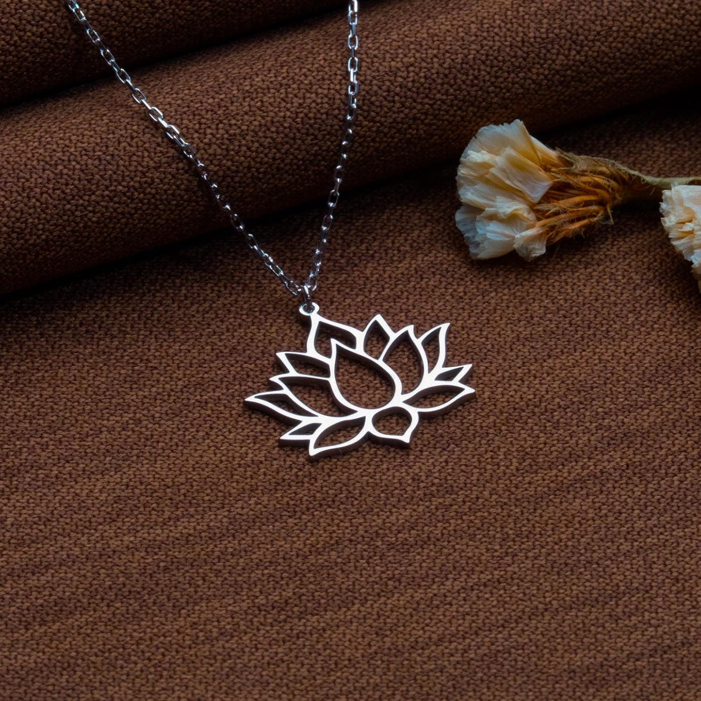 Lotus Flower Necklace – Sterling Silver Yoga Pendant, Spiritual Jewelry for Women, Minimalist Mandala Necklace, Gift for Her, Boho Jewelry
