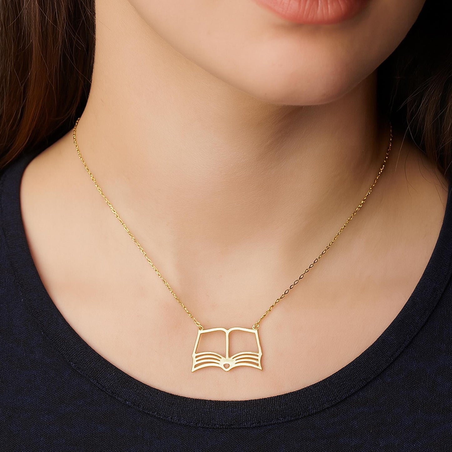 Custom Book Necklace - Mini Book Charm Necklace, Silver Book Lover Necklace, Personalized Jewelry, Gift for Her, Graduation, Teacher Gift