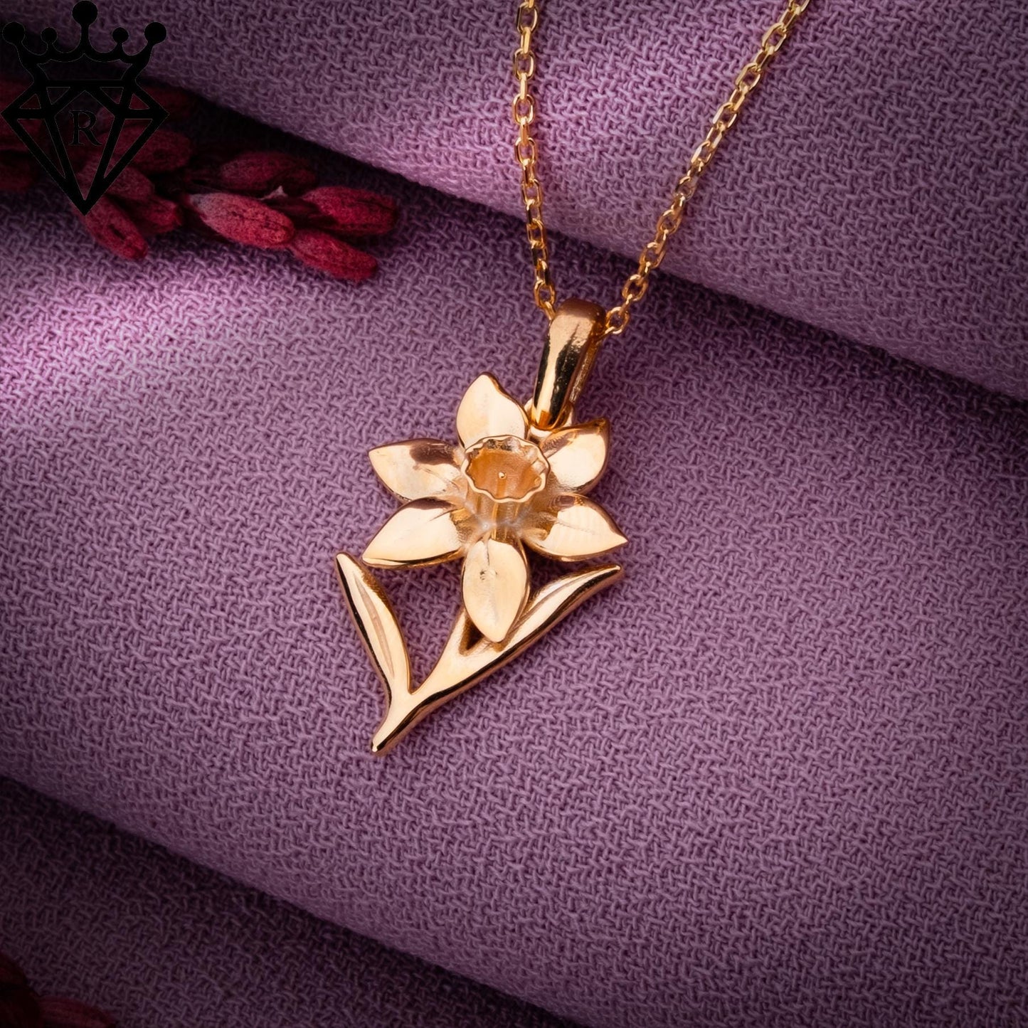 Daffodil Flower Necklace, Silver Birthflower Jewelry, Personalized Gift for Her, Birthday, Anniversary, Bridesmaid, Unique Custom Necklace
