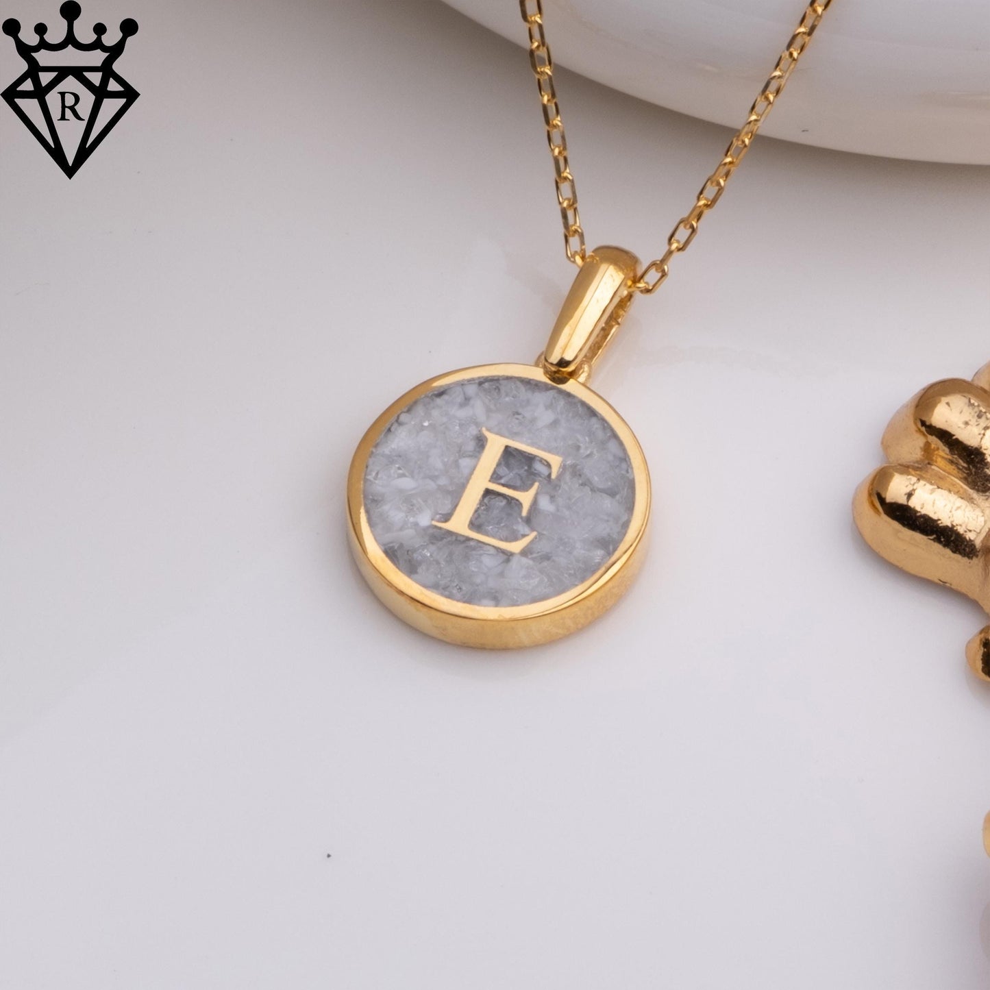 Moonstone Initial Necklace – 14K Gold Plated 925 Sterling Silver Rectangle Pendant – June Birthstone Jewelry – Personalized Gift for Her