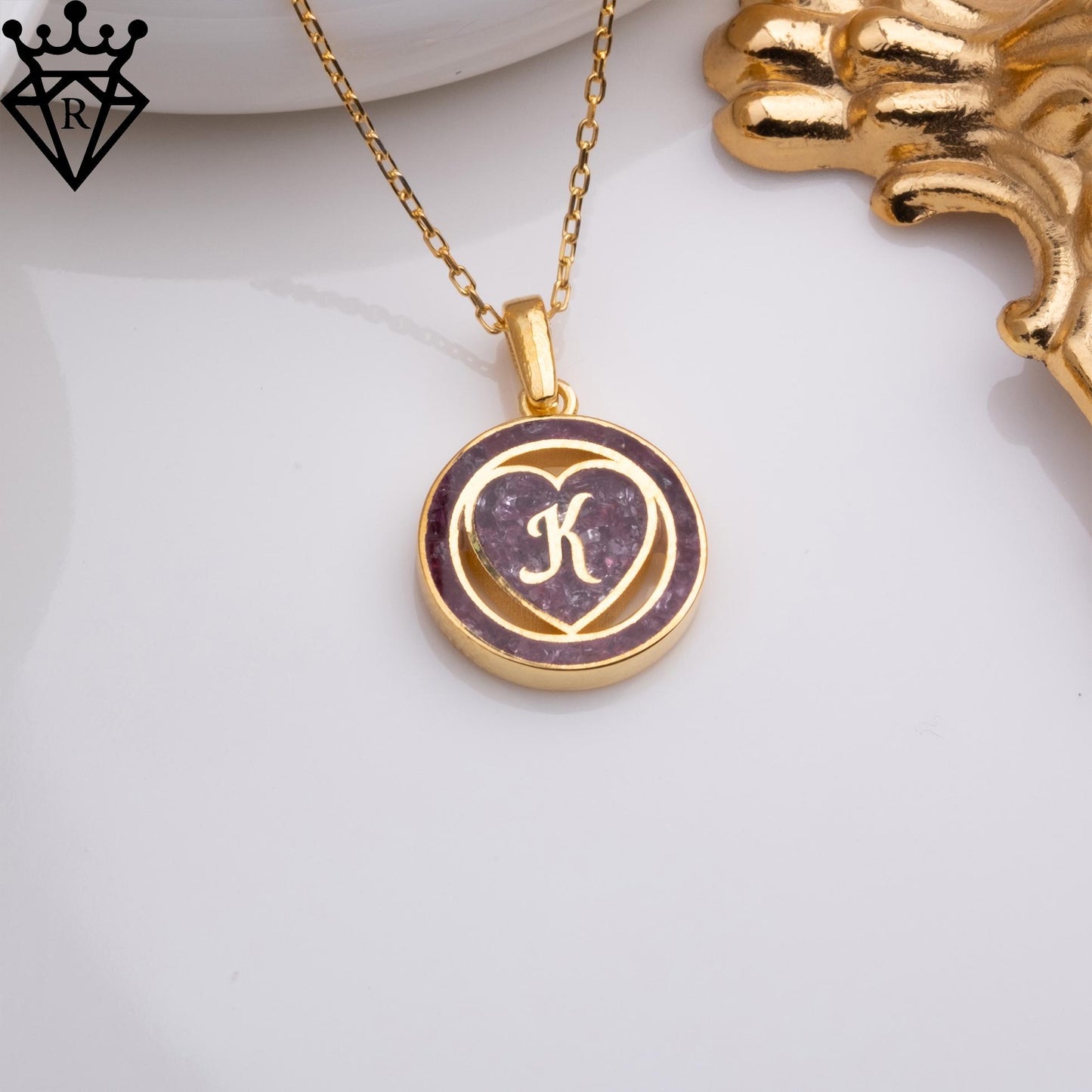 Garnet Initial Necklace – 14K Gold Plated 925 Sterling Silver Rectangle Pendant – January Birthstone Jewelry – Personalized Gift for Her