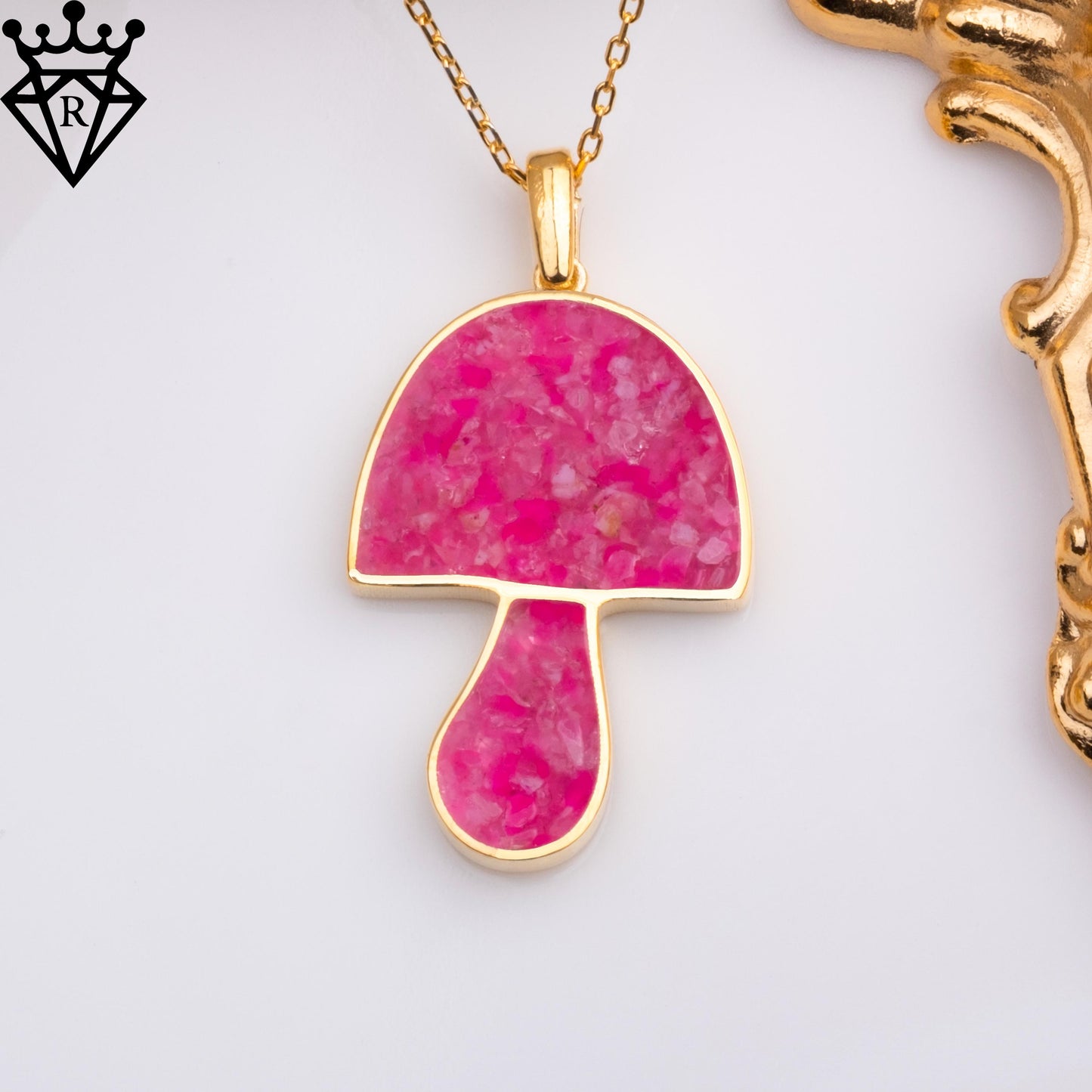 Pink Agate Mushroom Necklace–Handmade Silver Crystal Pendant–Pink Stone Coquette Jewelry–Gift for Her–Spiritual Healing Necklace