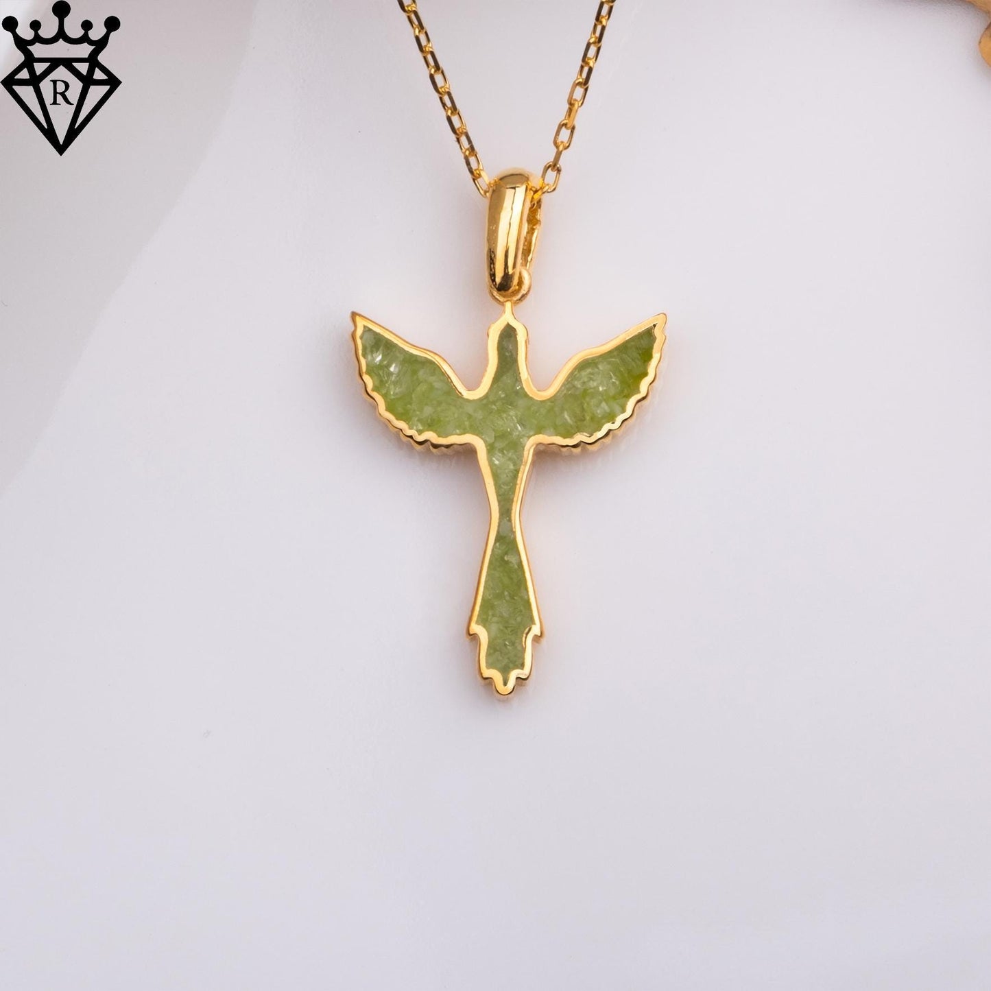 Rising Phoenix Peridot Necklace – 925 Sterling Silver Handmade Mythical Charm Jewelry – Phoenix Pendant Gift for Her,gold peridot pendant