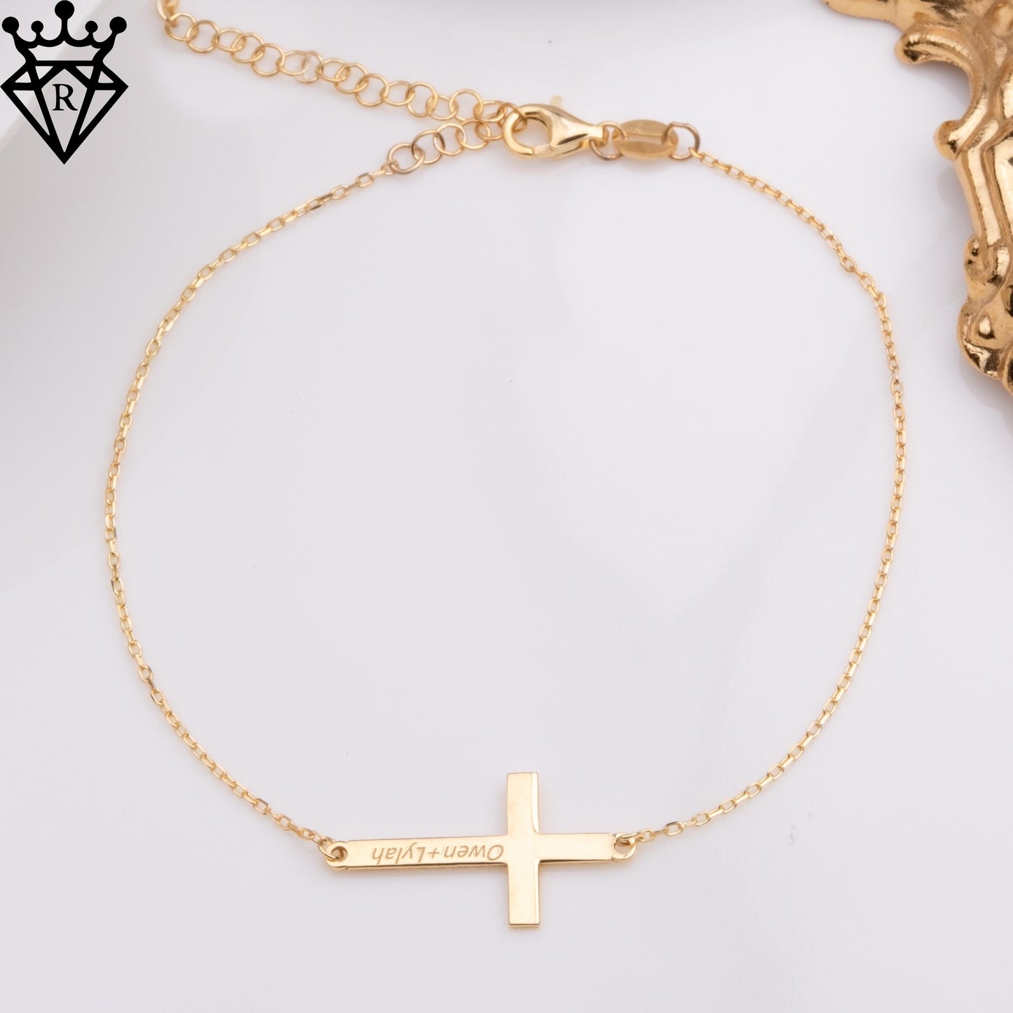 Personalized Silver Cross Bracelet – Custom Name Date Engraved Faith Jewelry, Minimalist 925 Sterling Silver Gift for Her, Adjustable Chain