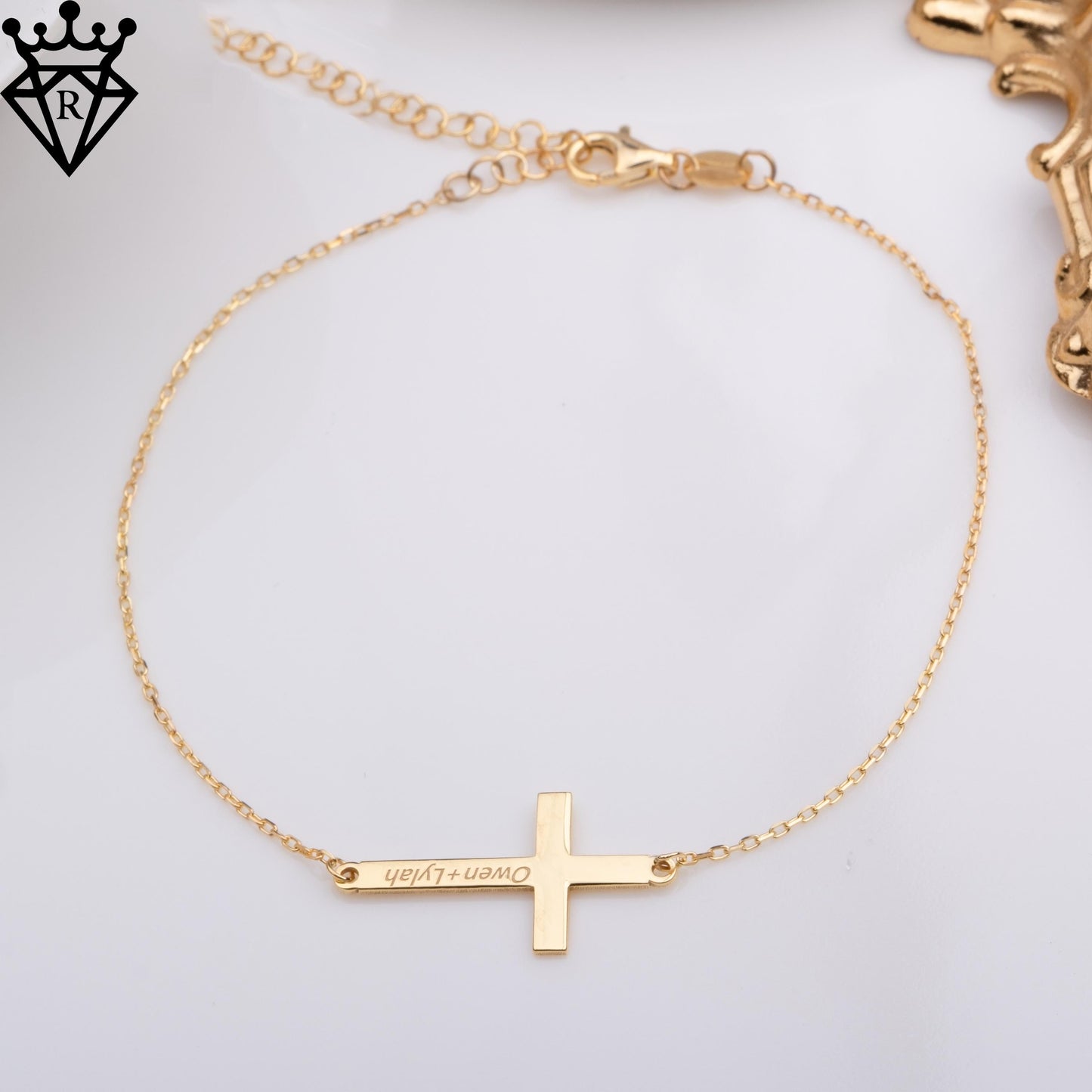 Personalized Silver Cross Bracelet – Custom Name Date Engraved Faith Jewelry, Minimalist 925 Sterling Silver Gift for Her, Adjustable Chain