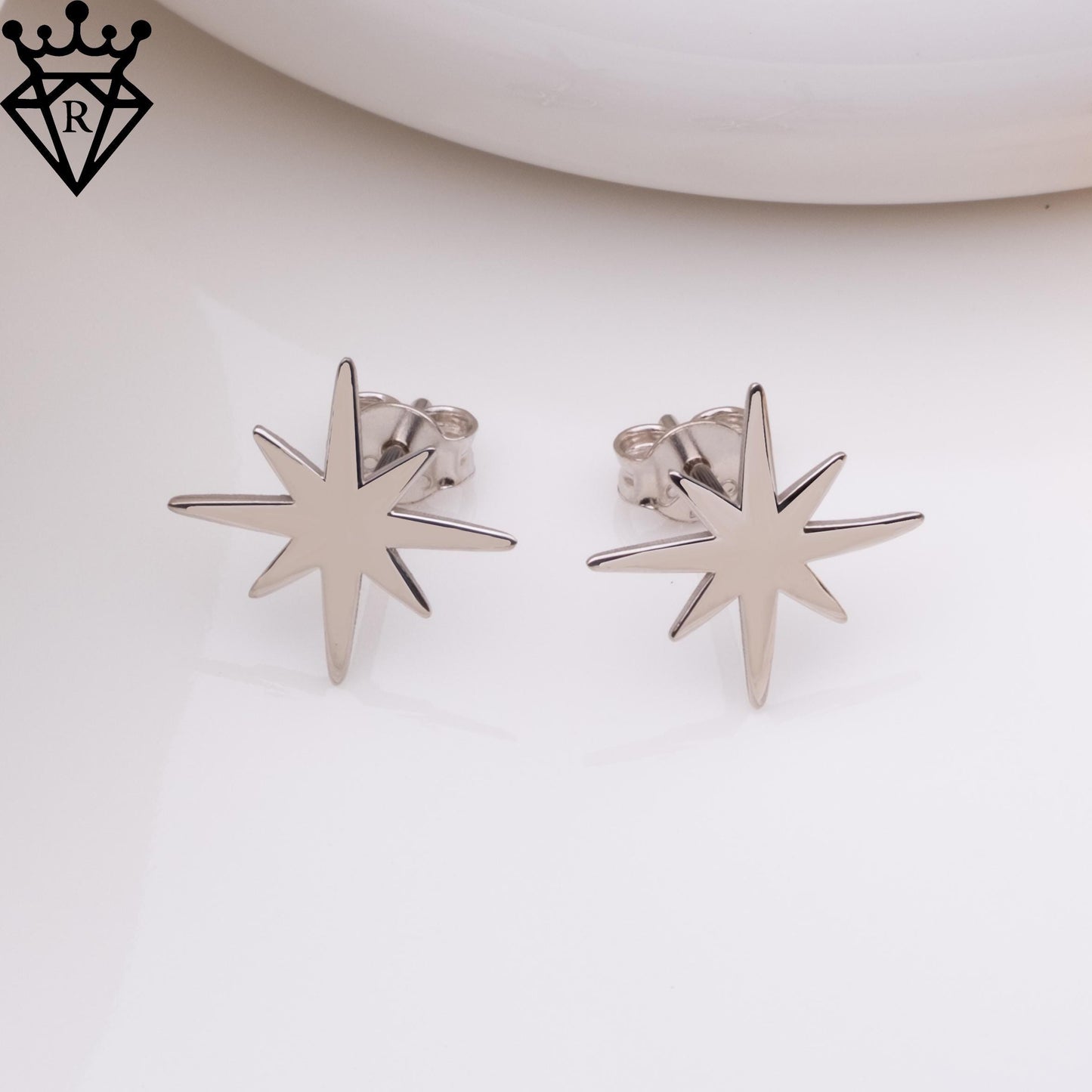 North Star Earrings,Tiny Silver & Gold Star Stud Earrings, Handmade North Star Jewelry Gift, Sterling Silver Studs, Star Earring Set for Her