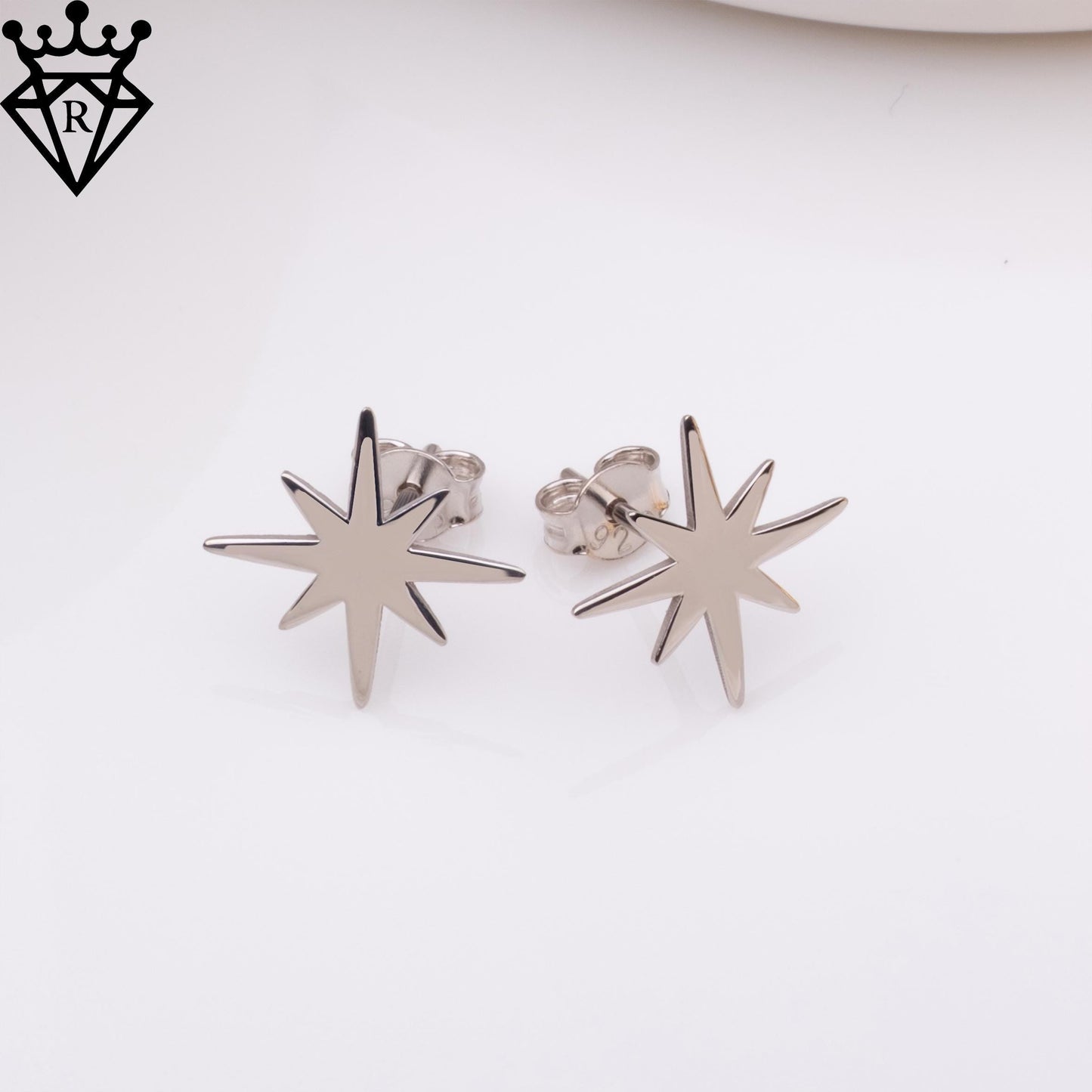 North Star Earrings,Tiny Silver & Gold Star Stud Earrings, Handmade North Star Jewelry Gift, Sterling Silver Studs, Star Earring Set for Her