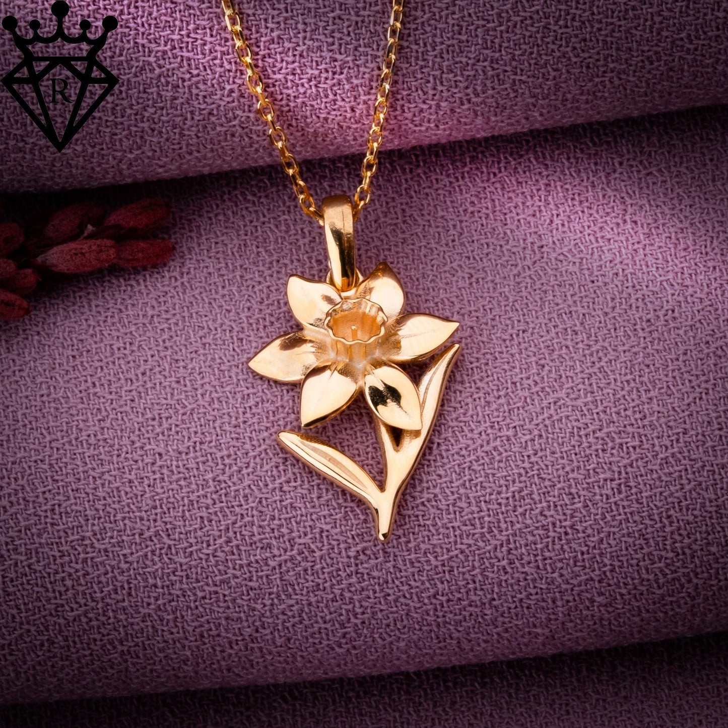 Daffodil Flower Necklace, Silver Birthflower Jewelry, Personalized Gift for Her, Birthday, Anniversary, Bridesmaid, Unique Custom Necklace