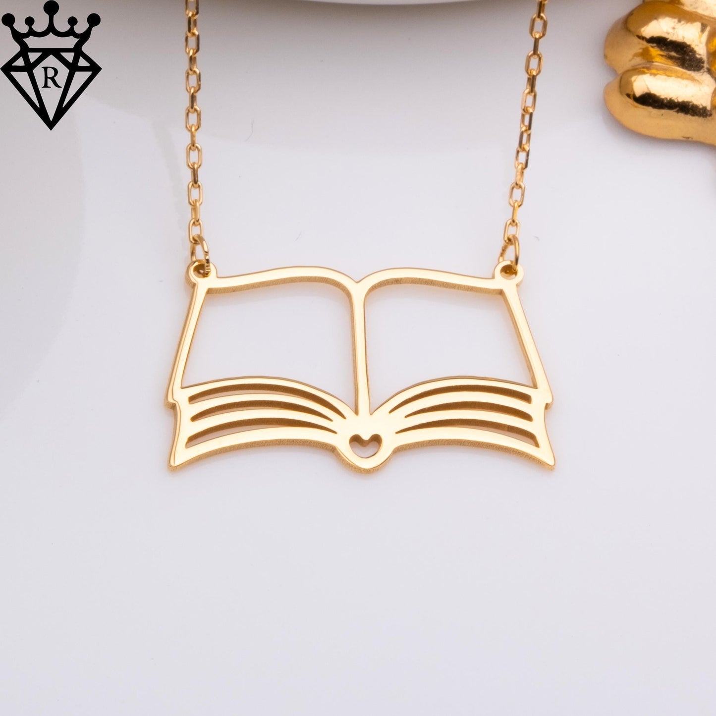 Custom Book Necklace - Mini Book Charm Necklace, Silver Book Lover Necklace, Personalized Jewelry, Gift for Her, Graduation, Teacher Gift