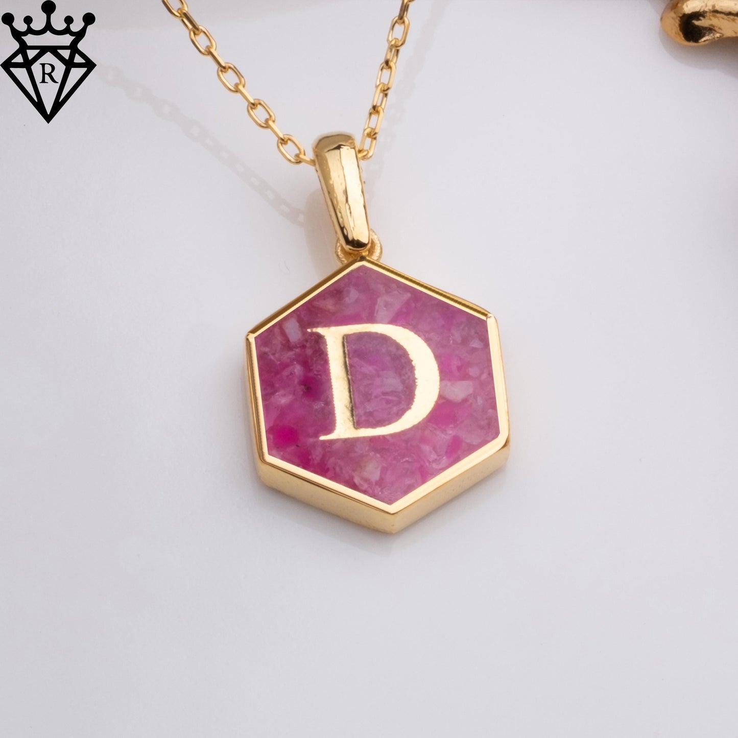 Pink Agate Initial Necklace–14K Gold Plated 925 Sterling Silver Personalized Gemstone Jewelry,Dainty Gift for Her, Birthday,Bridesmaid,gift