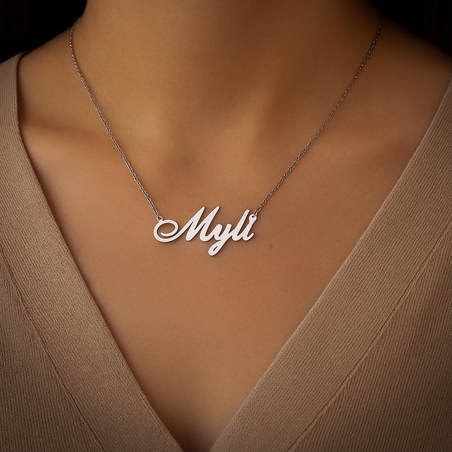 Custom Name Necklace–Personalized Name Plate Jewelry–Gold & Silver Dainty Name Necklace Gift for Her – Birthday Present – Personalized Gifts