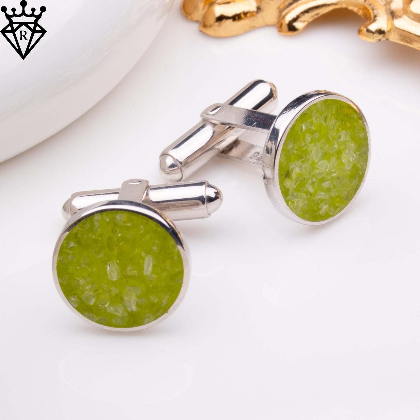 Peridot Stone Cuff Links, Silver Cufflinks for Men, Natural Peridot Jewelry, Green Cuff Links, Formal Cufflinks, Anniversary Gift