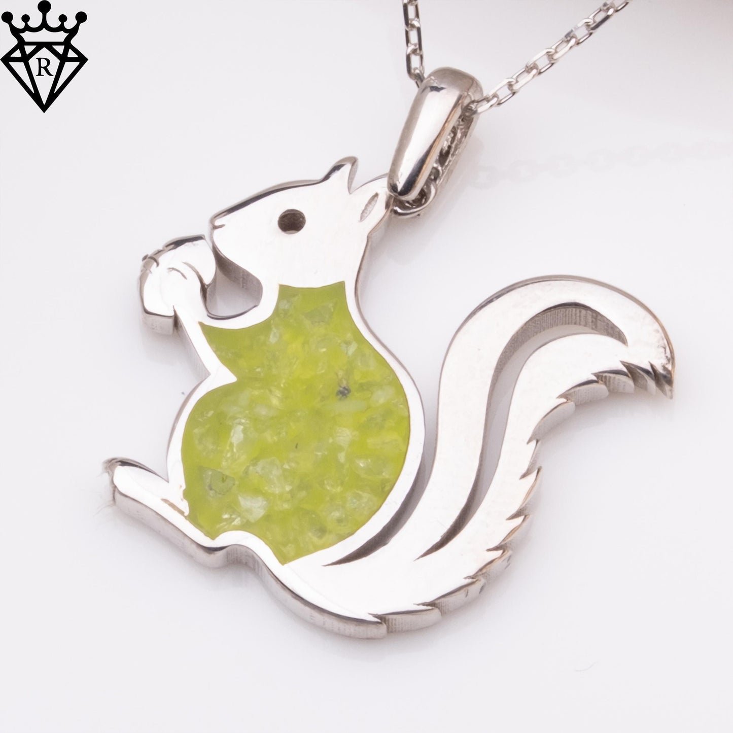 Peridot Stone Squirrel Necklace, Custom Gold Initial Birthstone Pendant, Amethyst Crystal Gemstone Necklace, Dainty Handmade Silver Gift