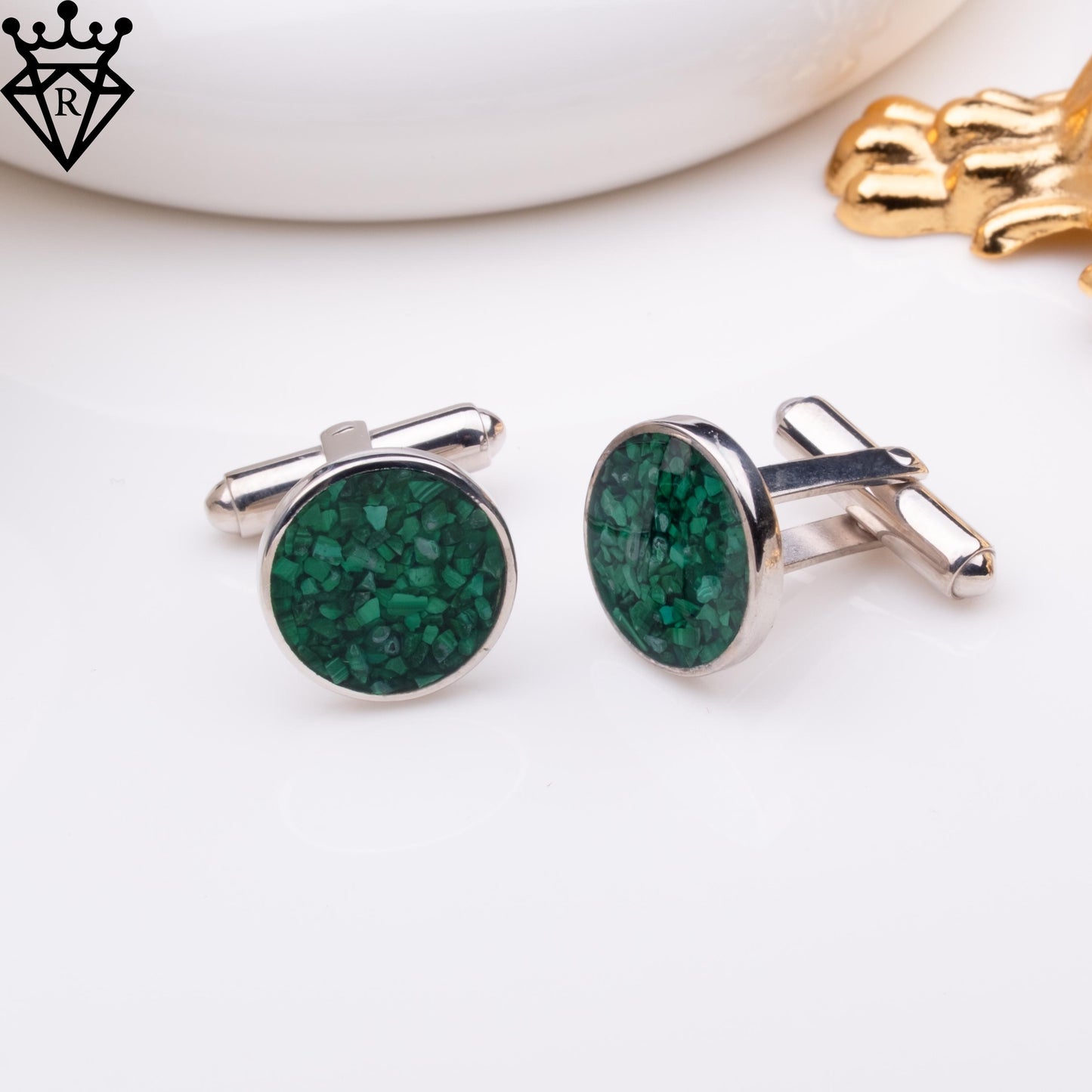 Malachite Stone Cufflinks,Anniversary Gift for Men,Groomsmen Gifts,Wedding Gifts, Wedding Favors, Gifts for Dad, Mens Jewelry,Christmas Gift