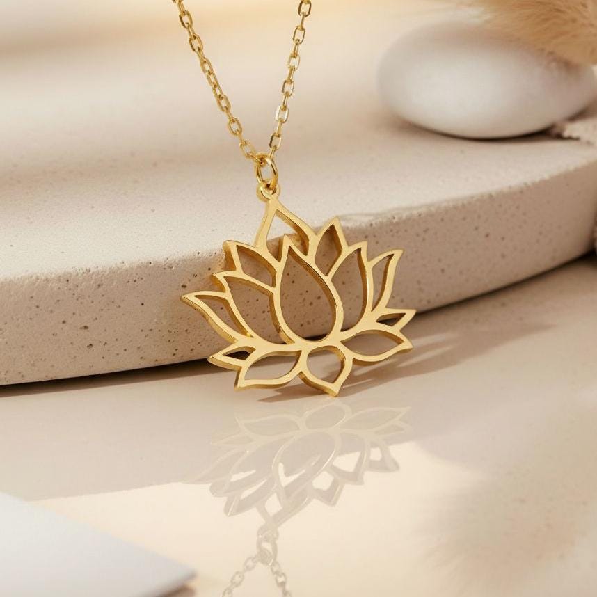 Lotus Flower Necklace | 925 Sterling Silver Jewelry | Yoga Meditation Symbol | Mindfulness Gift