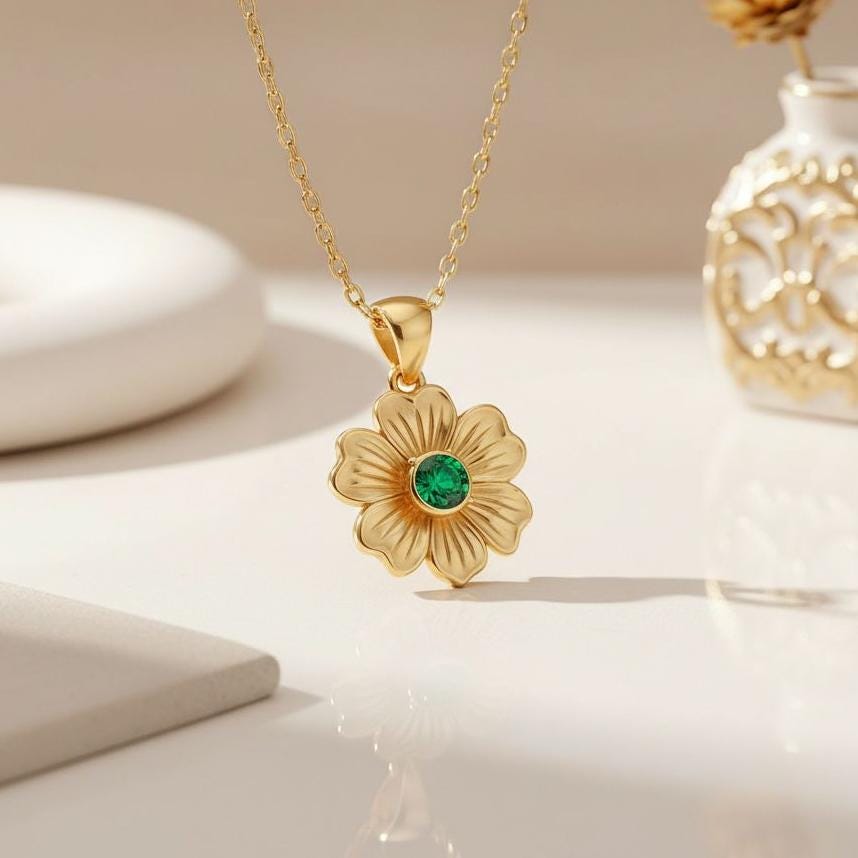 Stock Flower Necklace | 925 Sterling Silver | May Birth Flower Design | Birthday and Mother Gift