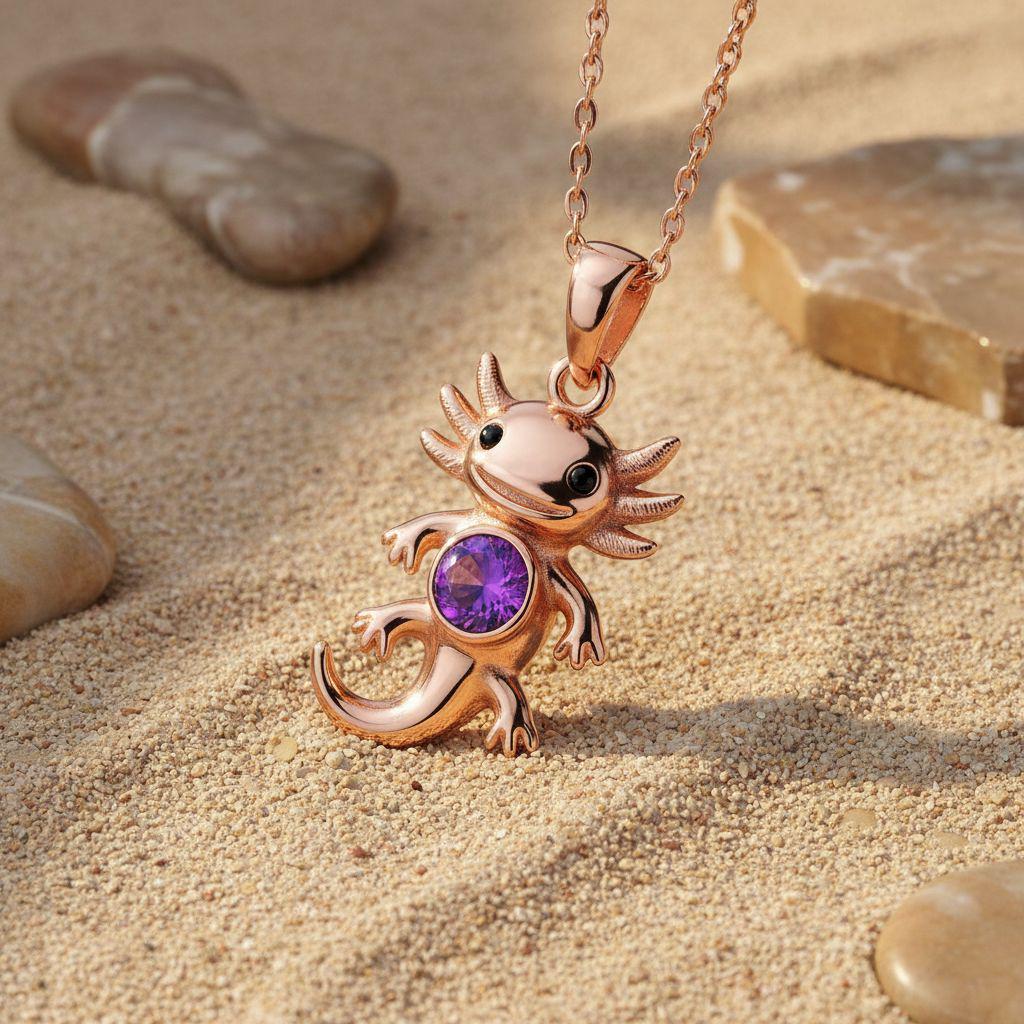 Axolotl Necklace | 925 Sterling Silver | Whimsical Animal Jewelry | Mother Daughter Gift