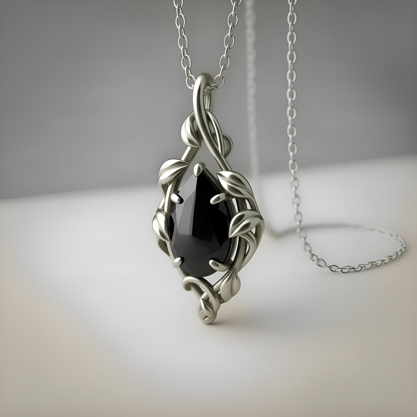 Peridot Teardrop Necklace | 925 Sterling Silver Gold Plated Pendant | Elven Nature Vine Jewelry | Unique Gift for Her