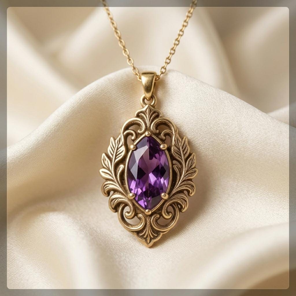 Custom Vintage Amethyst Statement Necklace | Sterling Silver Amethyst | Vintage Filigree Design | Special Occasion Gift