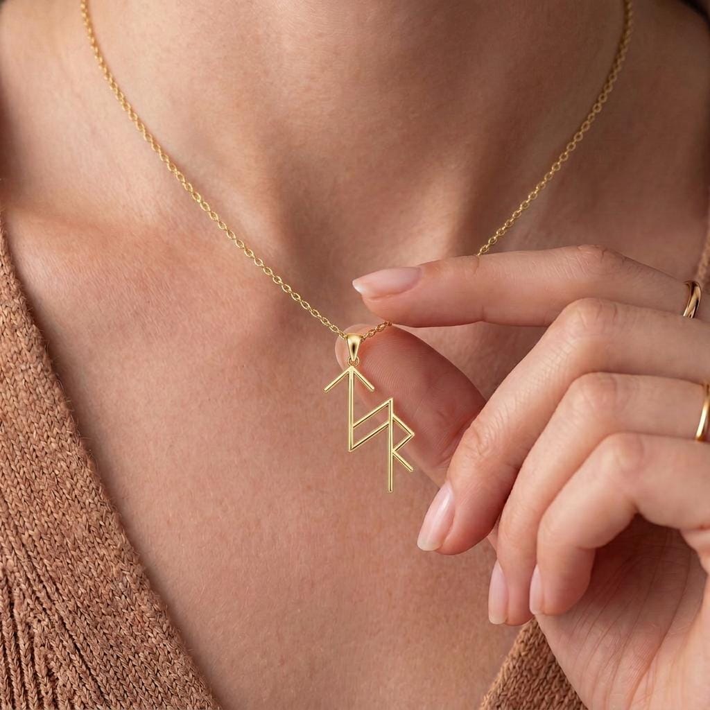 Viking Rune Necklace Justice and Honor | Sterling Silver Jewelry | Norse Mythology Theme | Symbol of Strength Gift