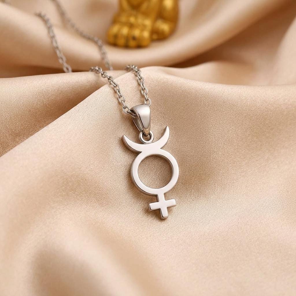 Mercury Symbol Necklace, | 925 Sterling Silver | Astrology & Spiritual | Personal Expression Gift