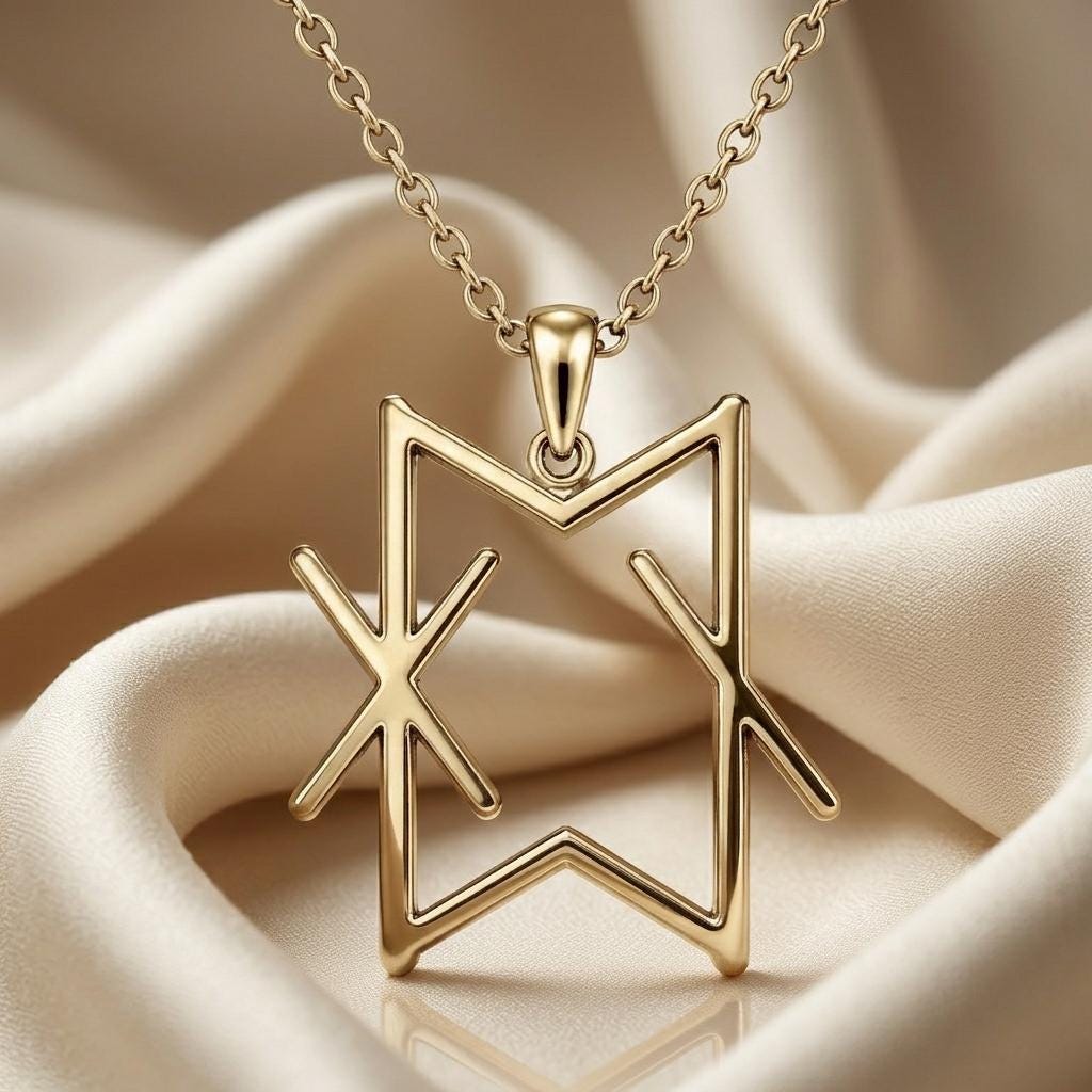 Viking Vital Energy Bind Rune Necklace | 925 Sterling Silver | Norse Runic Symbolism | Empowerment & Vitality Gift
