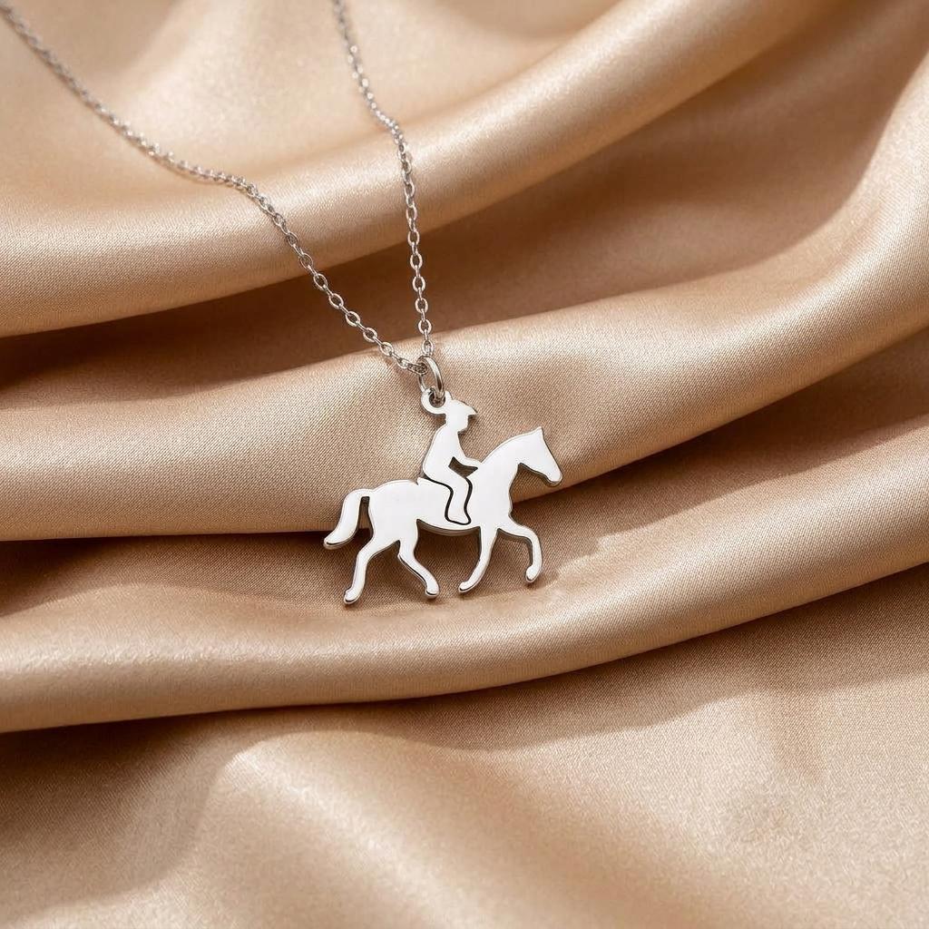 Horse Rider Necklace | 925 Sterling Silver Jewelry | Equestrian Silhouette Style | Meaningful Gift for Horse Lovers
