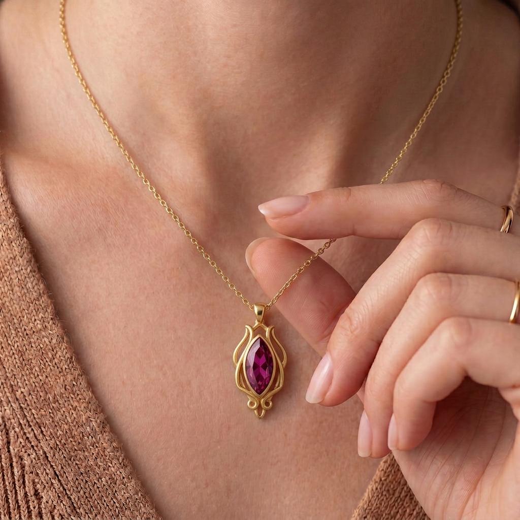 Elven Forest Birthstone Necklace | 925 Sterling Silver | Fantasy Nature Style | Meaningful Gift