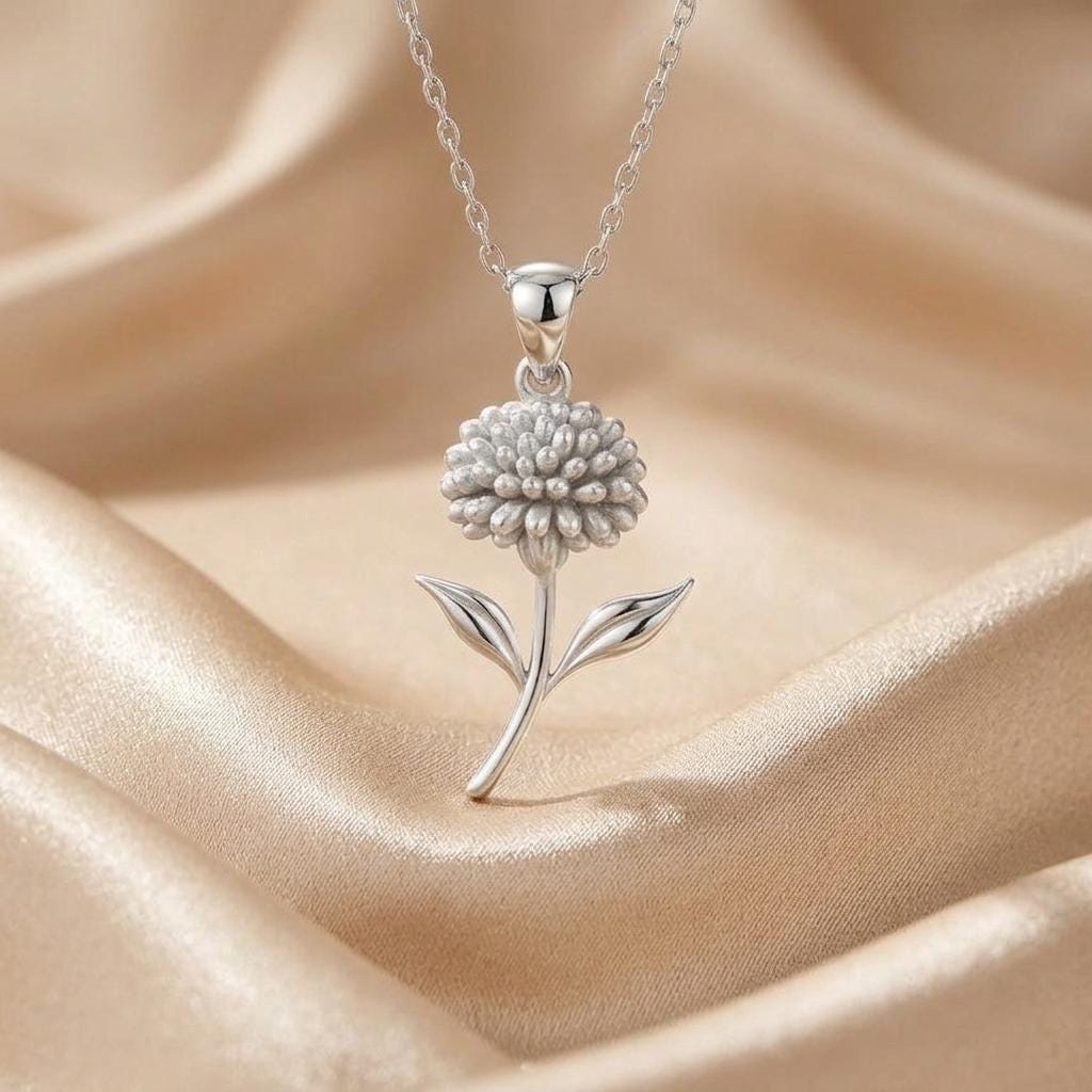 Sedum Flower Pendant Necklace | 925 Sterling Silver for Women | Botanical Minimalist Style | Meaningful Birthday and Anniversary Gift