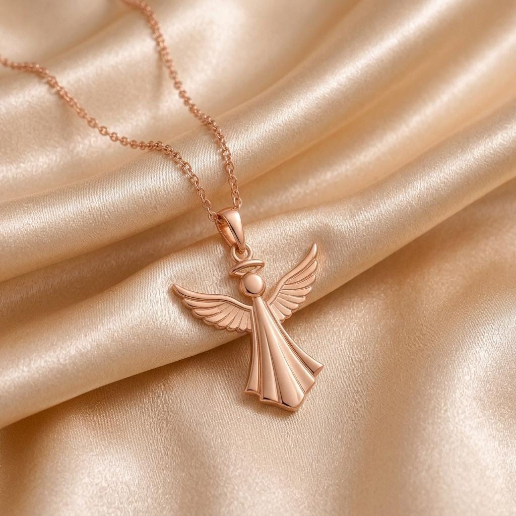 Angel Pendant Necklace | Sterling Silver | Guardian Angel Theme | Comfort & Protection Gift