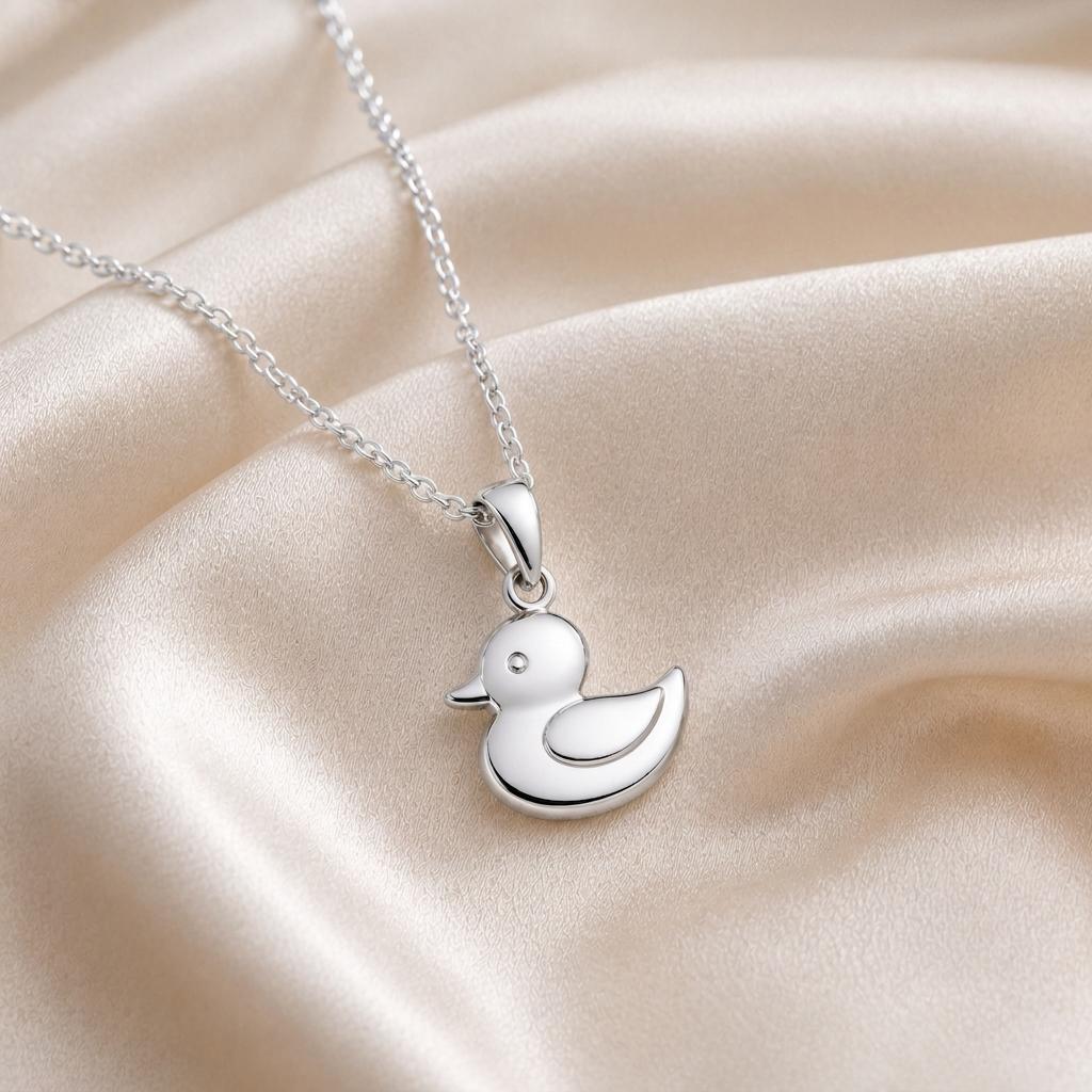Duck Pendant Necklace | 925 Sterling Silver | Whimsical Animal Theme | Charming Keepsake Gift