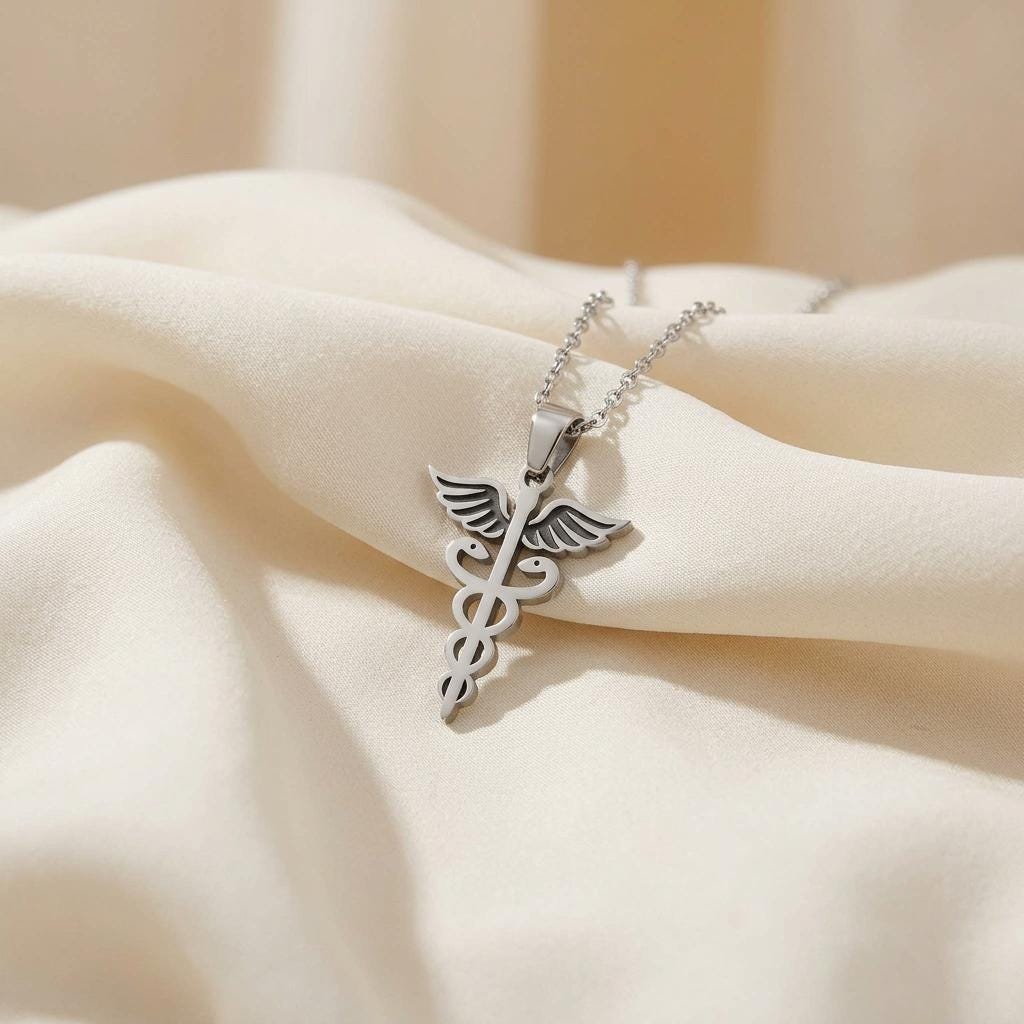 Caduceus Necklace | Sterling Silver Jewelry | Greek Mythology Symbol | Meaningful Gift