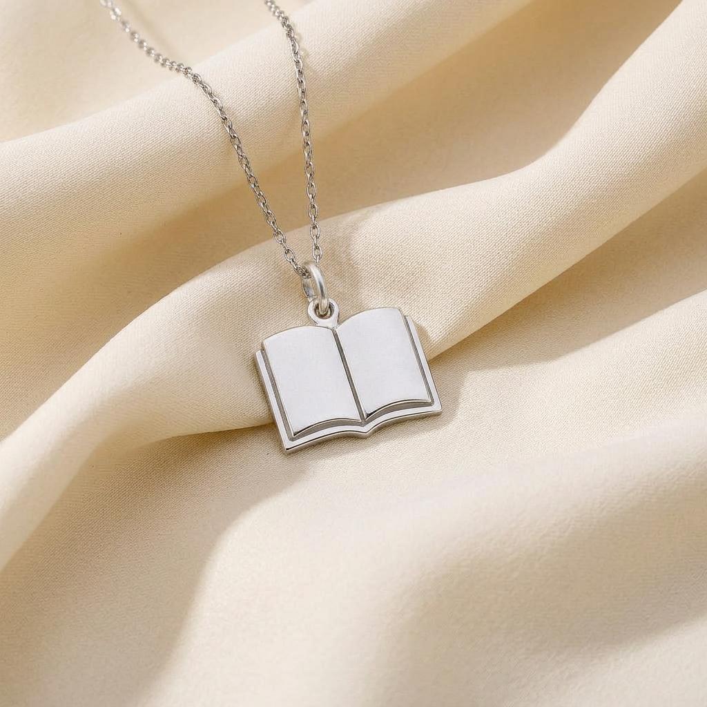 Open Book Necklace | 925 Sterling Silver Jewelry | Minimalist Knowledge Symbol | Meaningful Gift for Teachers and Book Lovers