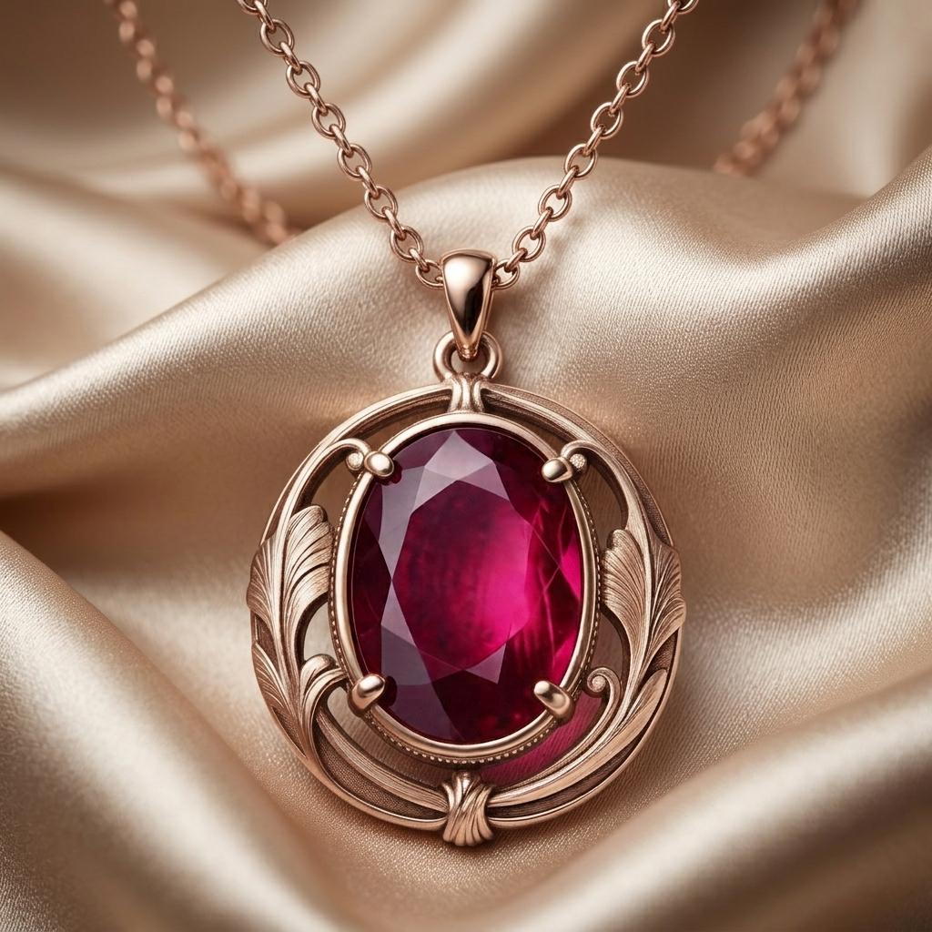 Vintage Birthstone Necklace | 925 Sterling Silver for Her | Art Nouveau Vintage Style | Birthday Anniversary Gift