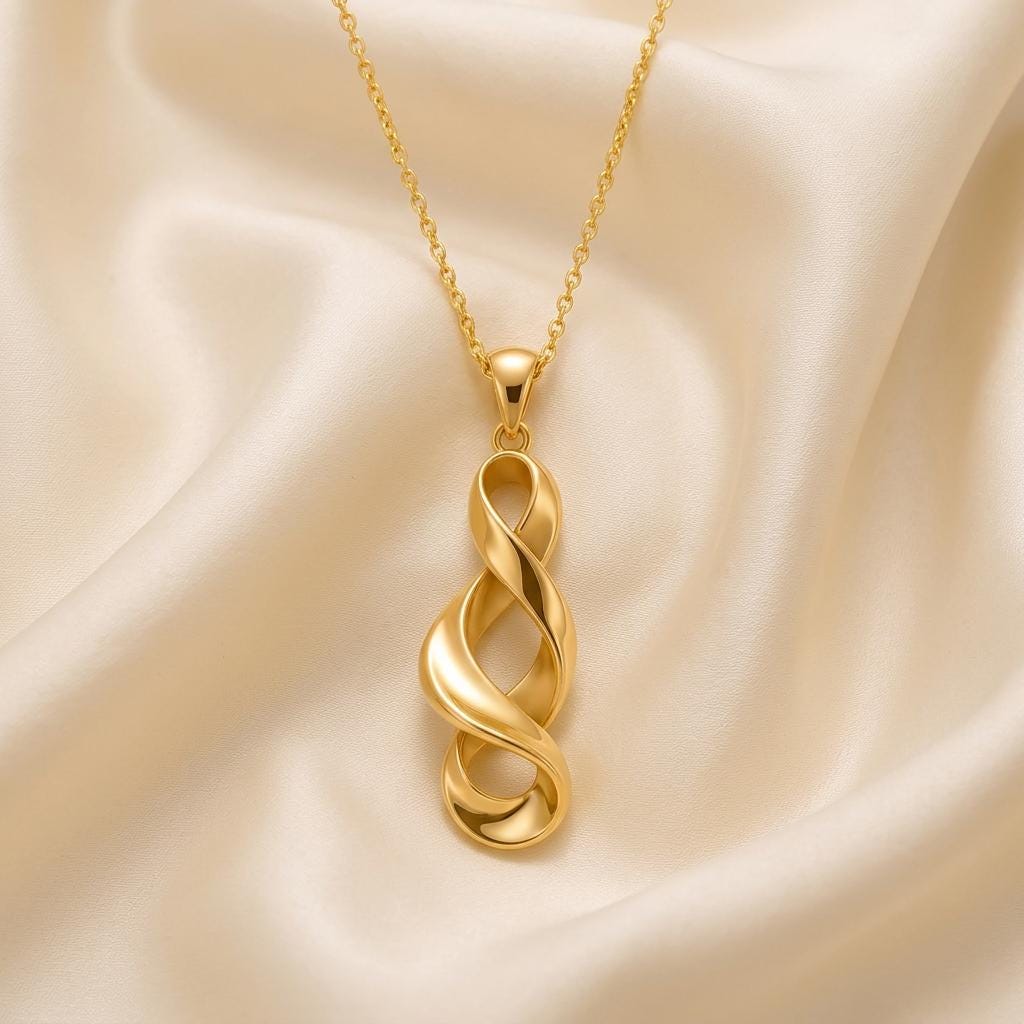 Sculptural Ribbon Necklace | 925 Sterling Silver | Modern Flowing Design | Thoughtful Gift for Her