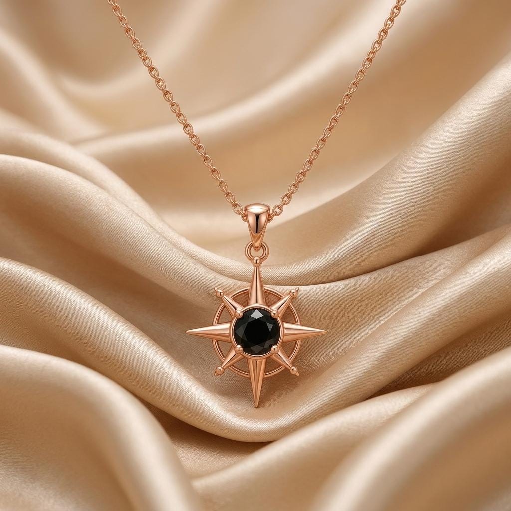 Compass Gem Pendant | 925 Sterling Silver | Symbolic Guidance | Inspirational Gift