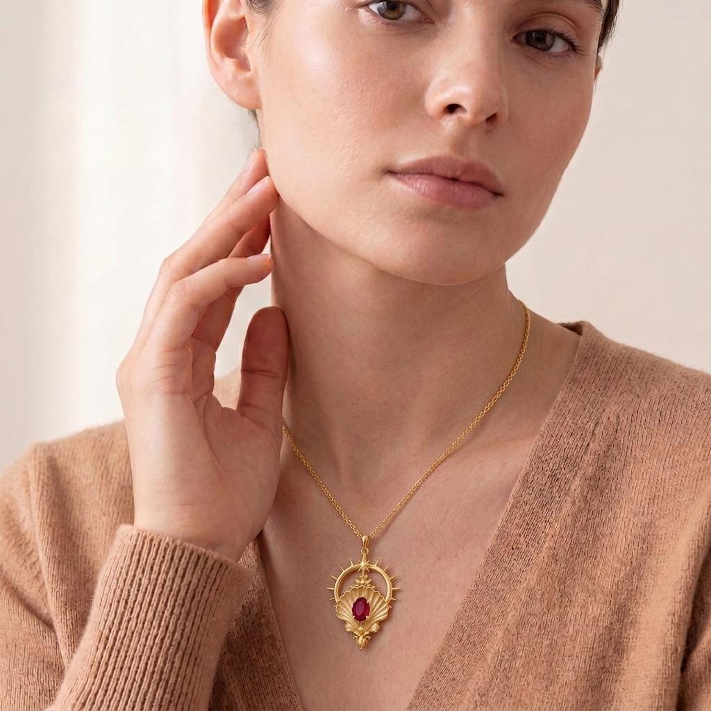 Venus Shell Halo Necklace | 925 Sterling Silver | Celestial Goddess Theme | Meaningful Occasion Gift