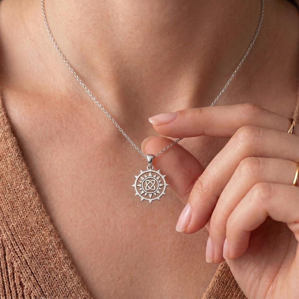 Circle Knot Necklace, | 925 Sterling Silver | Celtic Knot Symbolism | Meaningful Connection Gift